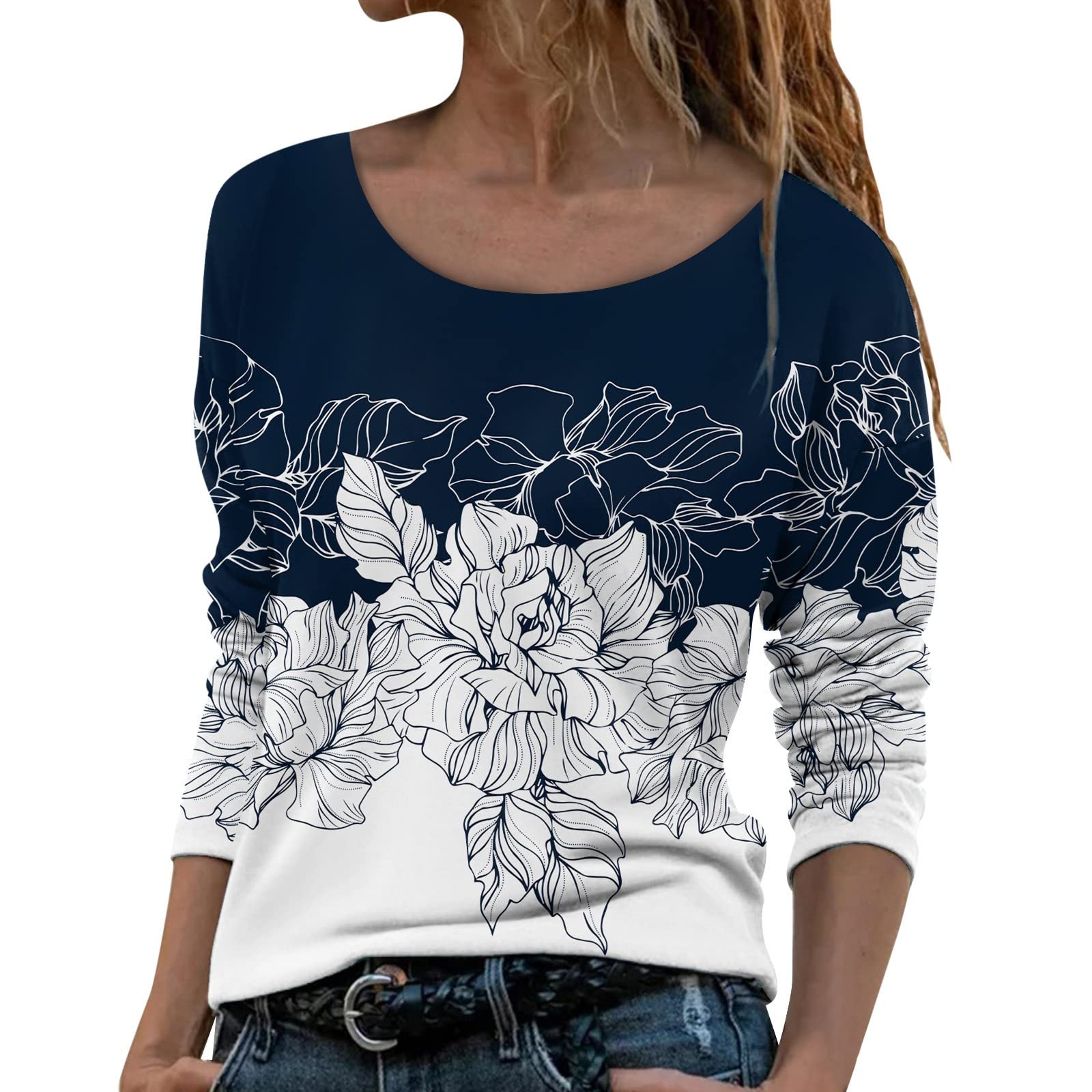 Women's Casual Crew Neck Sweatshirt - Printed Long Sleeve T-Shirt Top for Sports & Everyday Wear | Comfortable Fashion Tee for Workouts, Running, Yoga and Lounge