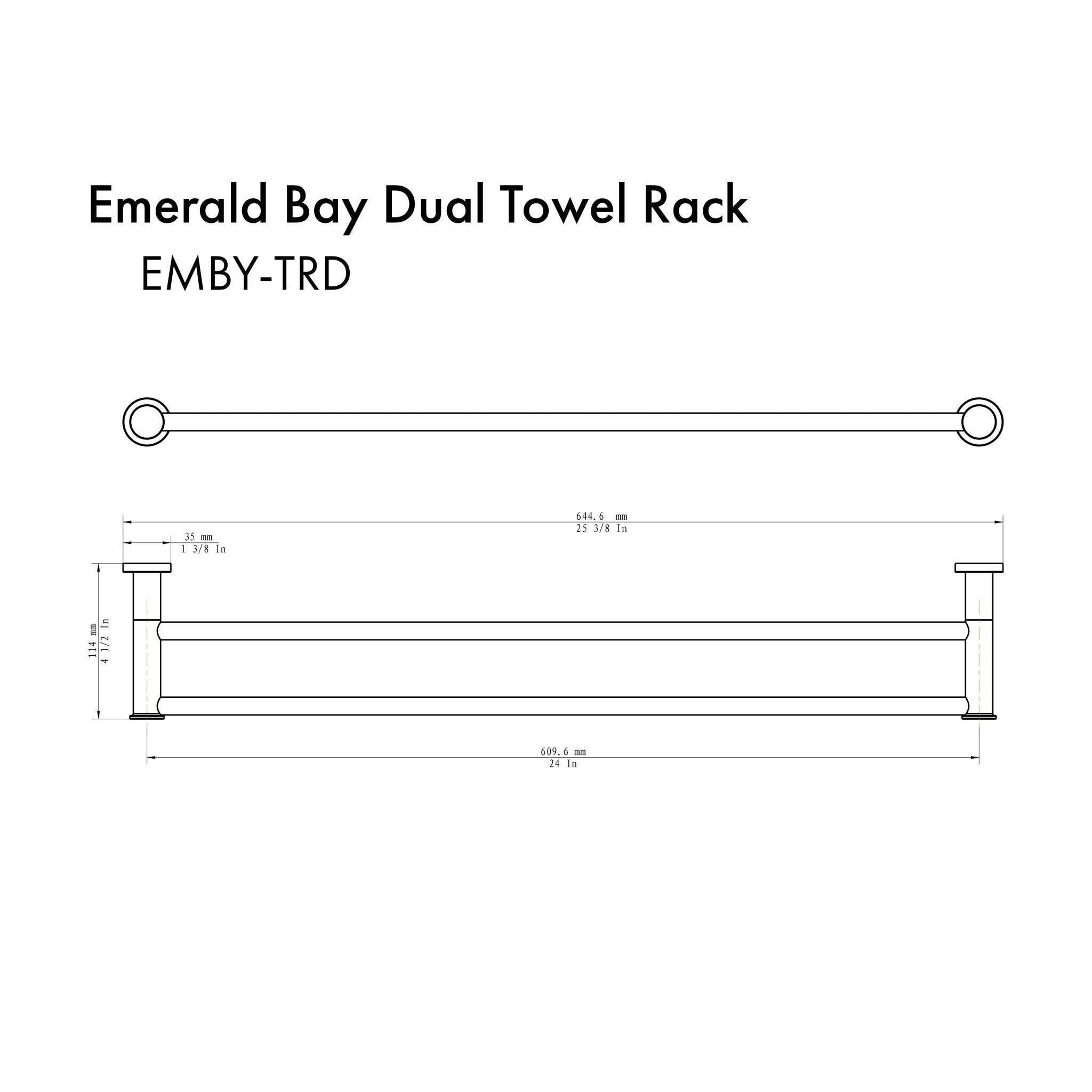 ZLINE Emerald Bay Double Towel Rail in Polished Gold - Premium Bathroom Towel Holder for Spa, Luxury Hotels & Modern Home Decor (EMBY TRD PG)