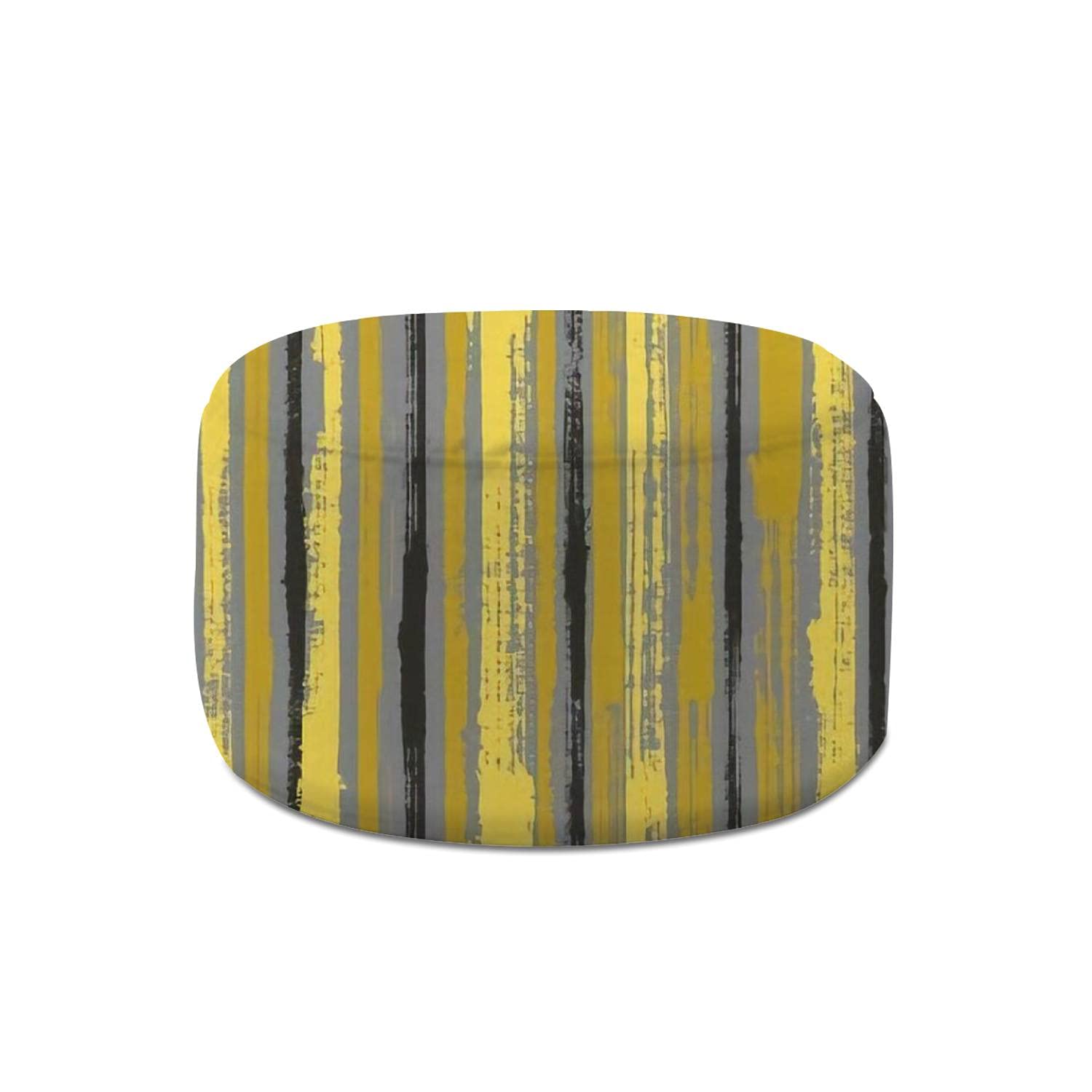 Watercolor Strips Acrylic Paint Texture Cotton Linen Pouf Ottoman - Washable Round Foot Rest, Bean Bag Stool for Living Room, Bedroom & Outdoor Seating - Perfect Floor Footstool for Relaxation, Reading Nook or Cozy Home Decor