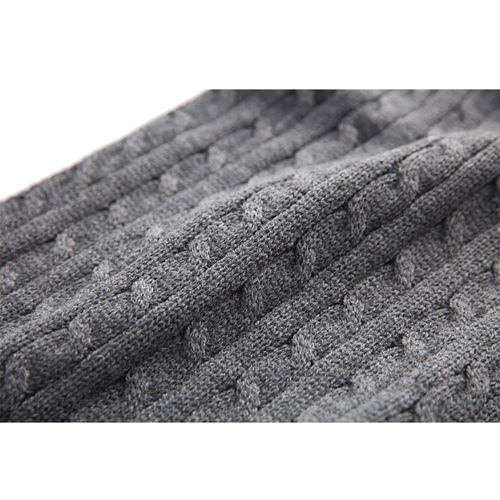 Men's Knitted Winter Scarf - Soft Cotton Striped & Solid Color Scarves for Fall & Winter - Warm Elegant Neck Warmer for Casual & Outdoor Use (Grey)