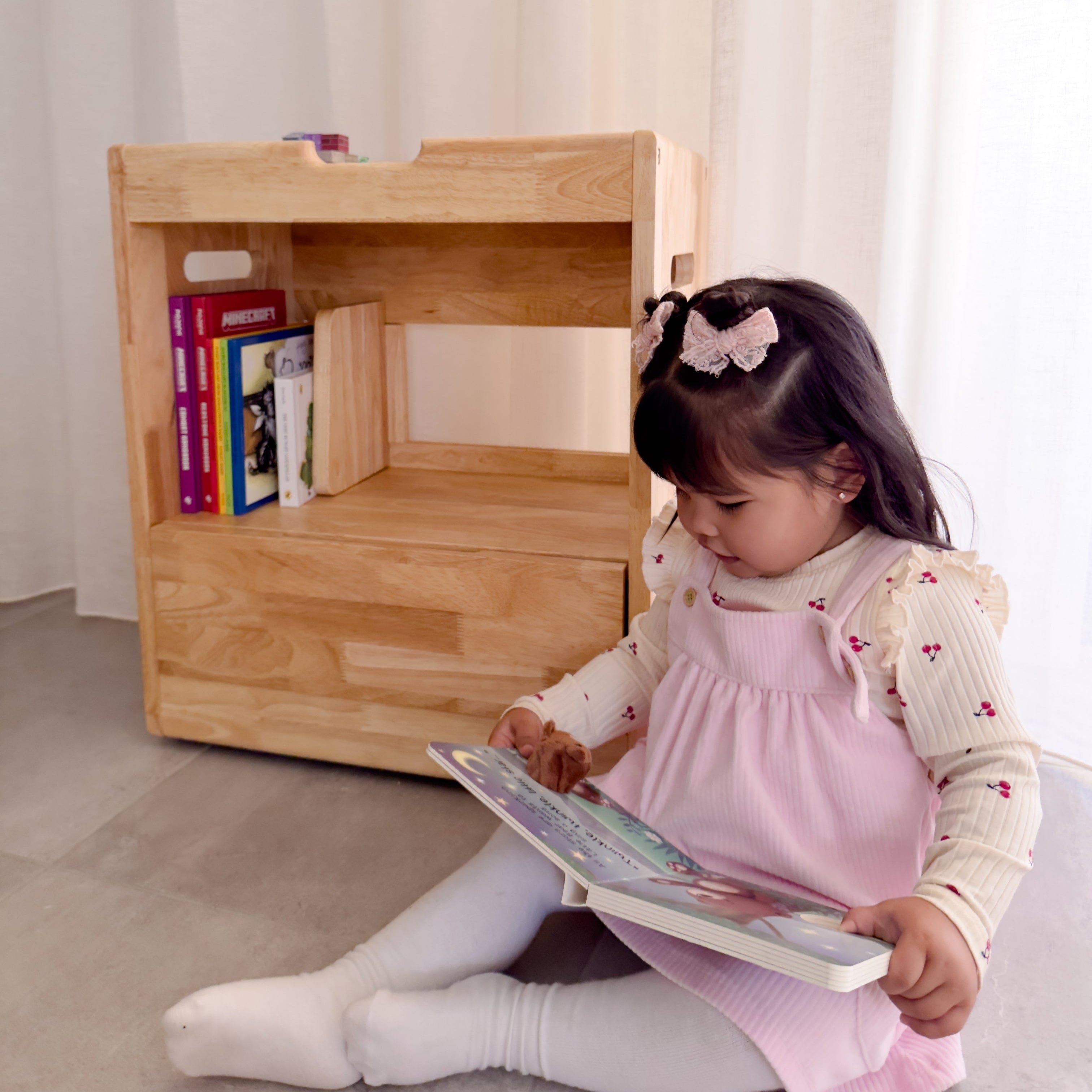 Montessori Solid Wood Storage Cabinet for Kids - Natural Wood Toy Organizer with Shelves - Perfect for Playroom, Classroom & Home Organization
