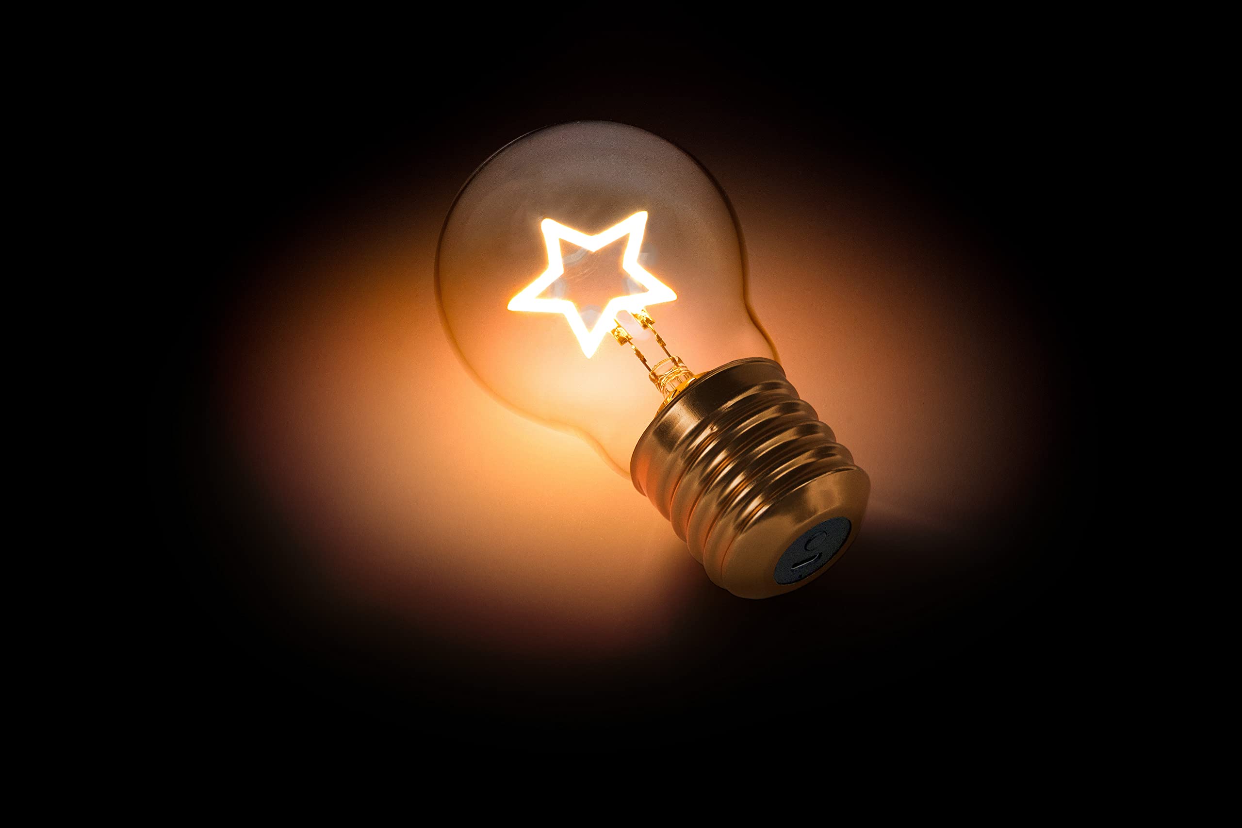 Rechargeable Star Shaped LED Table Lamp - USB Powered Cordless Night Light with Edison Bulb | Battery Operated Desk Decor for Bedroom, Living Room & Office | Romantic Ambient Lighting for Home Decor