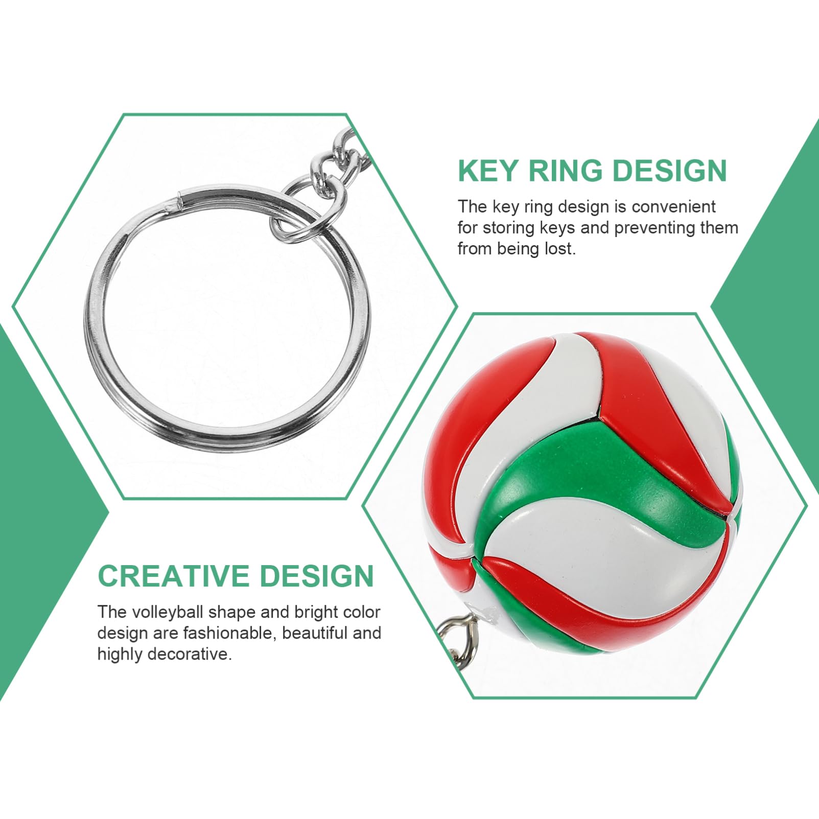 KALLORY 3-Pack Leather Volleyball Keychains - Sporty Keyrings for Volleyball Fans, Women & Men - Perfect for Team Gifts, Party Favors, and Game Day Accessories