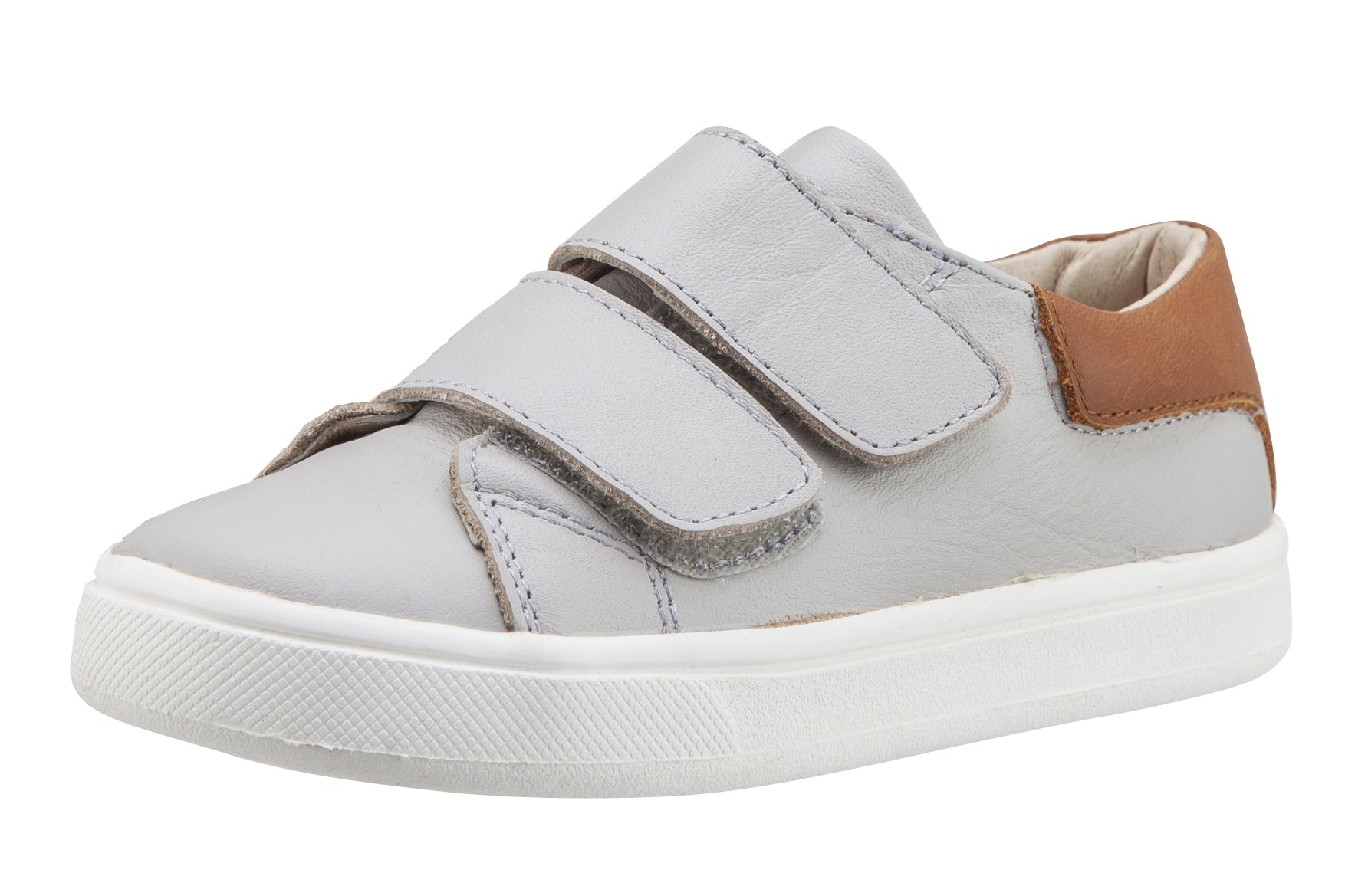 Old Soles 6025 Cast Away Runner - Boys & Girls Leather Sneakers with Hook & Loop Straps | Comfortable Bicolor Gris/Tan Shoes for School, Play & Everyday Wear