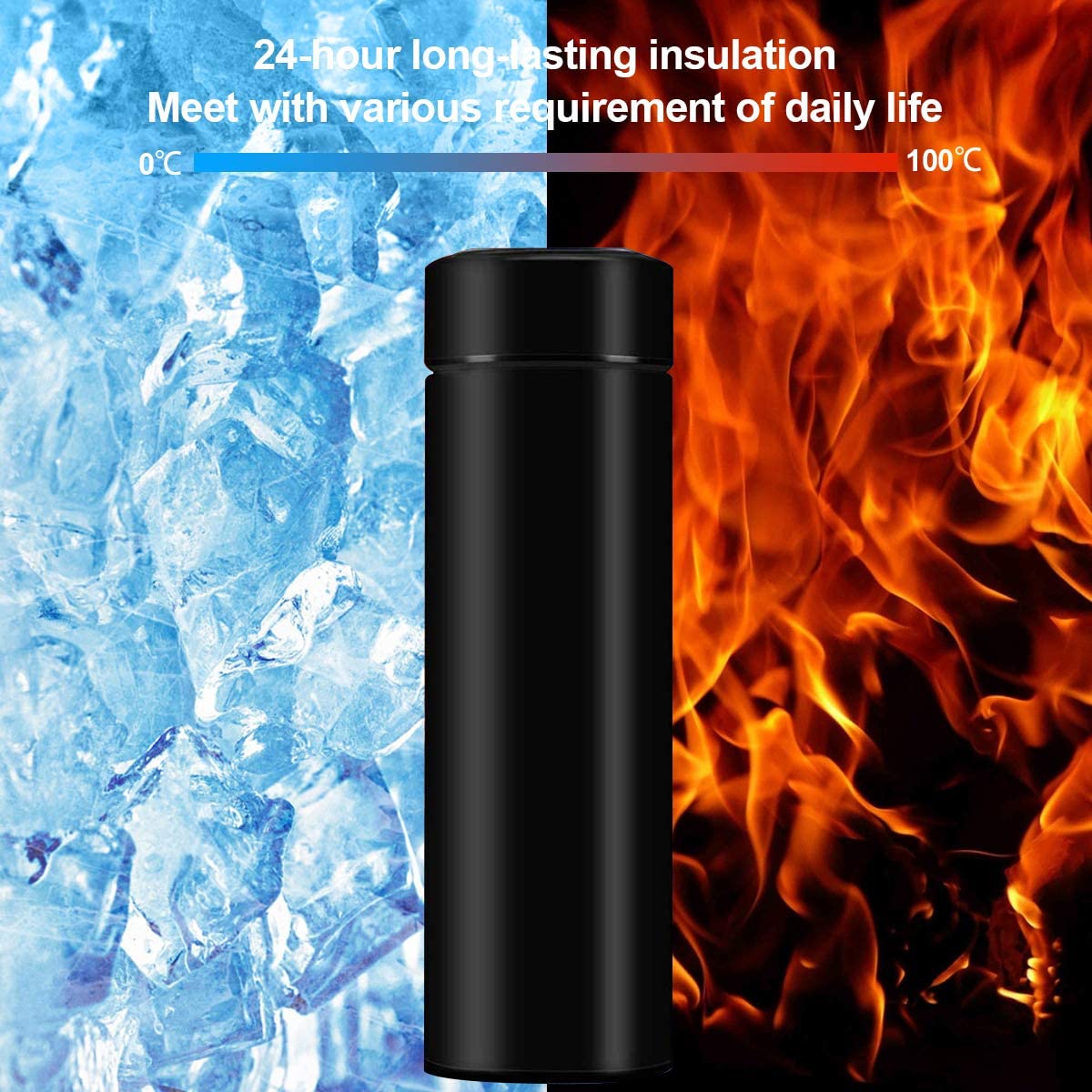 KGN MART Smart Thermos - 500ml Stainless Steel Vacuum Insulated Water Bottle with LED Temperature Display | Keeps Hot & Cold for 24 Hours | Leakproof Travel Mug for Hiking, Gym, Office & Outdoor Activities