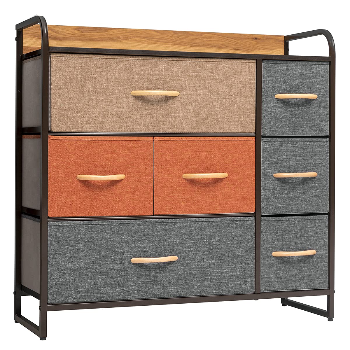 VredHom 7-Drawer Fabric Dresser with Sturdy Steel Frame & Wood Top - Bedroom Closet Storage Organizer for Clothes, Nursery, Entryway, Hallway & Office - Perfect for Small Space Organization & Home Decor