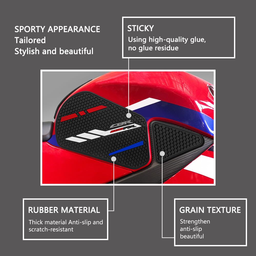 **2024 CBR600RR Motorcycle Tank Pad - Non-Slip Fuel Tank & Knee Grip Pad for Honda CBR 600RR (2020-2024) | Durable Motorcycle Accessories for Enhanced Riding Comfort & Safety**    *(Perfect for long rides, track days, and daily commuting to improve grip and protect your fuel tank from scratches.)*