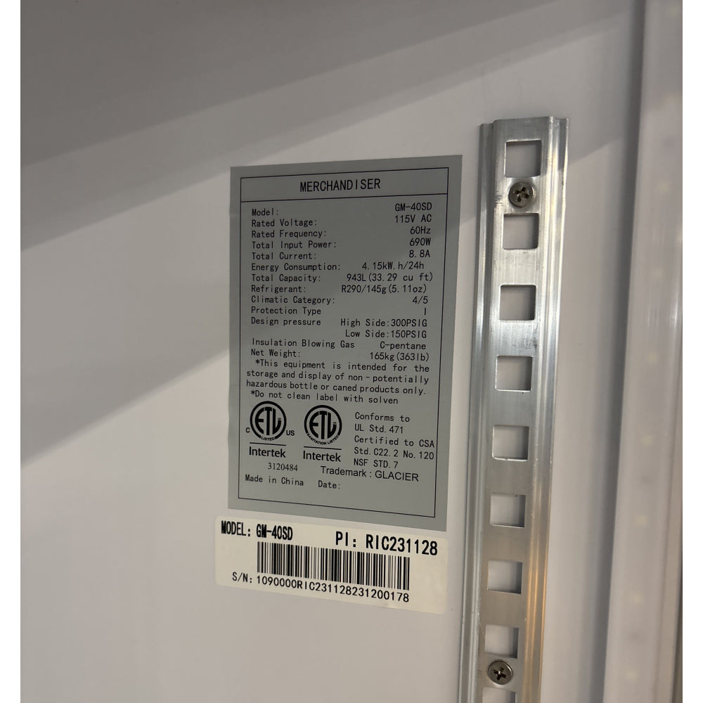 Scratch & Dent Glacier GM 40SD 47 Commercial Double Sliding Door Merchandiser Refrigerator - Perfect for Grocery Stores, Restaurants, and Convenience Stores