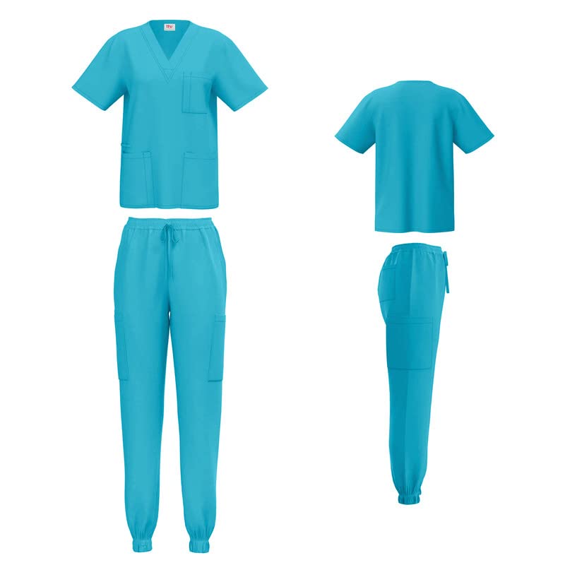 Beverly Hills Uniforms Women's 4-Way Stretch Scrub Sets - Top & Jogger Pants (Unisex, 8 Colors) | Comfortable Medical Uniforms for Nurses, Doctors & Healthcare Professionals