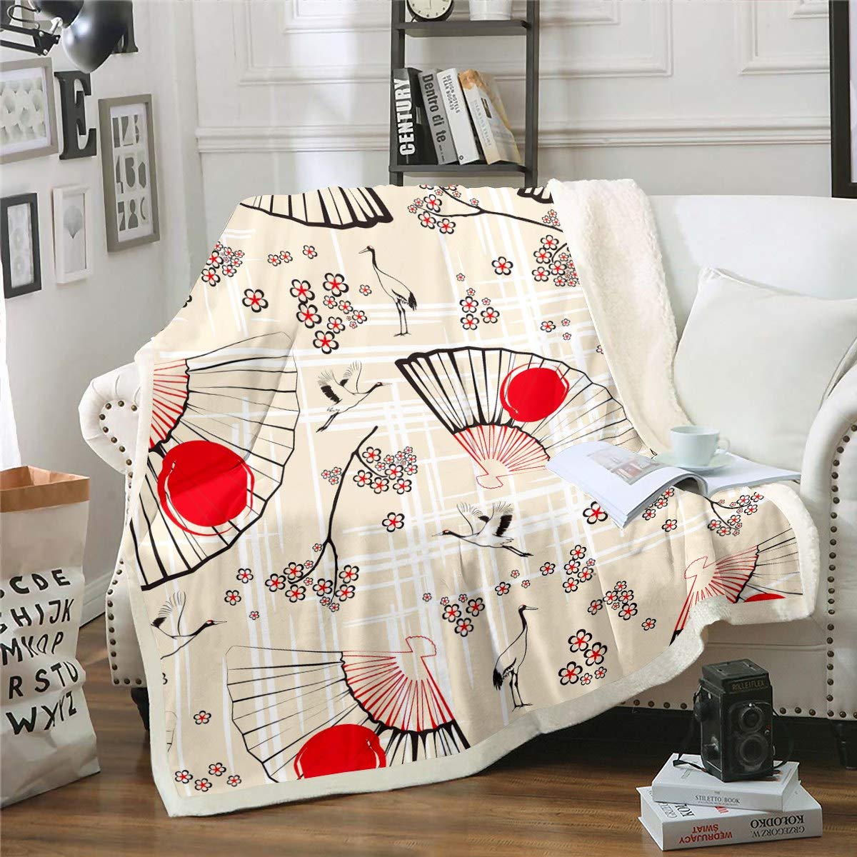 Japanese Cherry Blossom Fleece Throw Blanket - 30