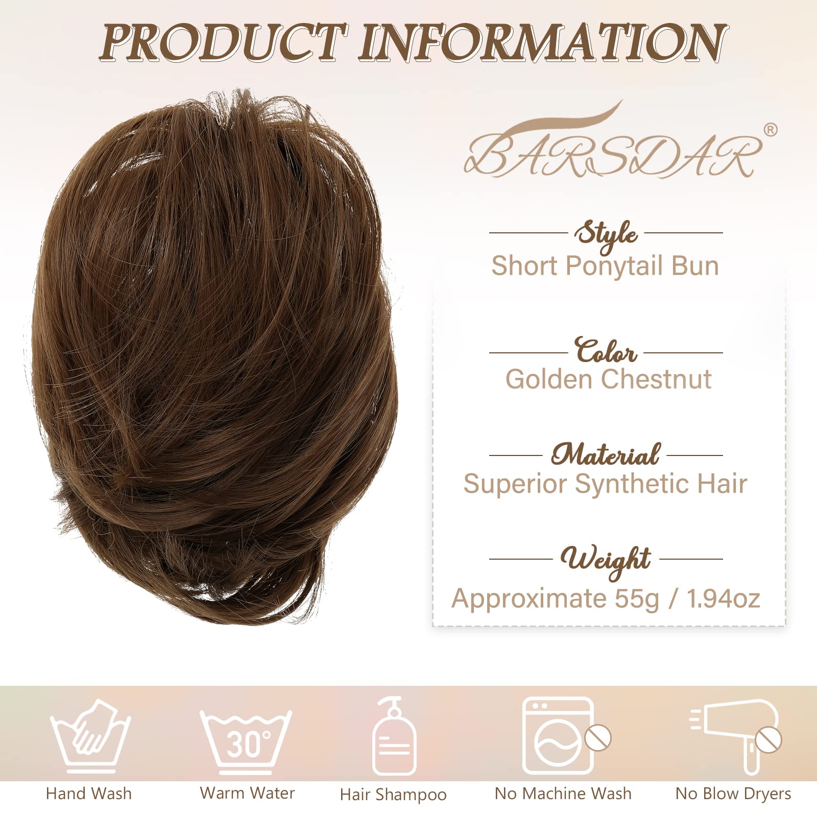 Straight Hair Bun Ponytail Extension - Elastic Scrunchie Hair Tie for Women | Perfect for Workout, Office & Everyday Hairstyles