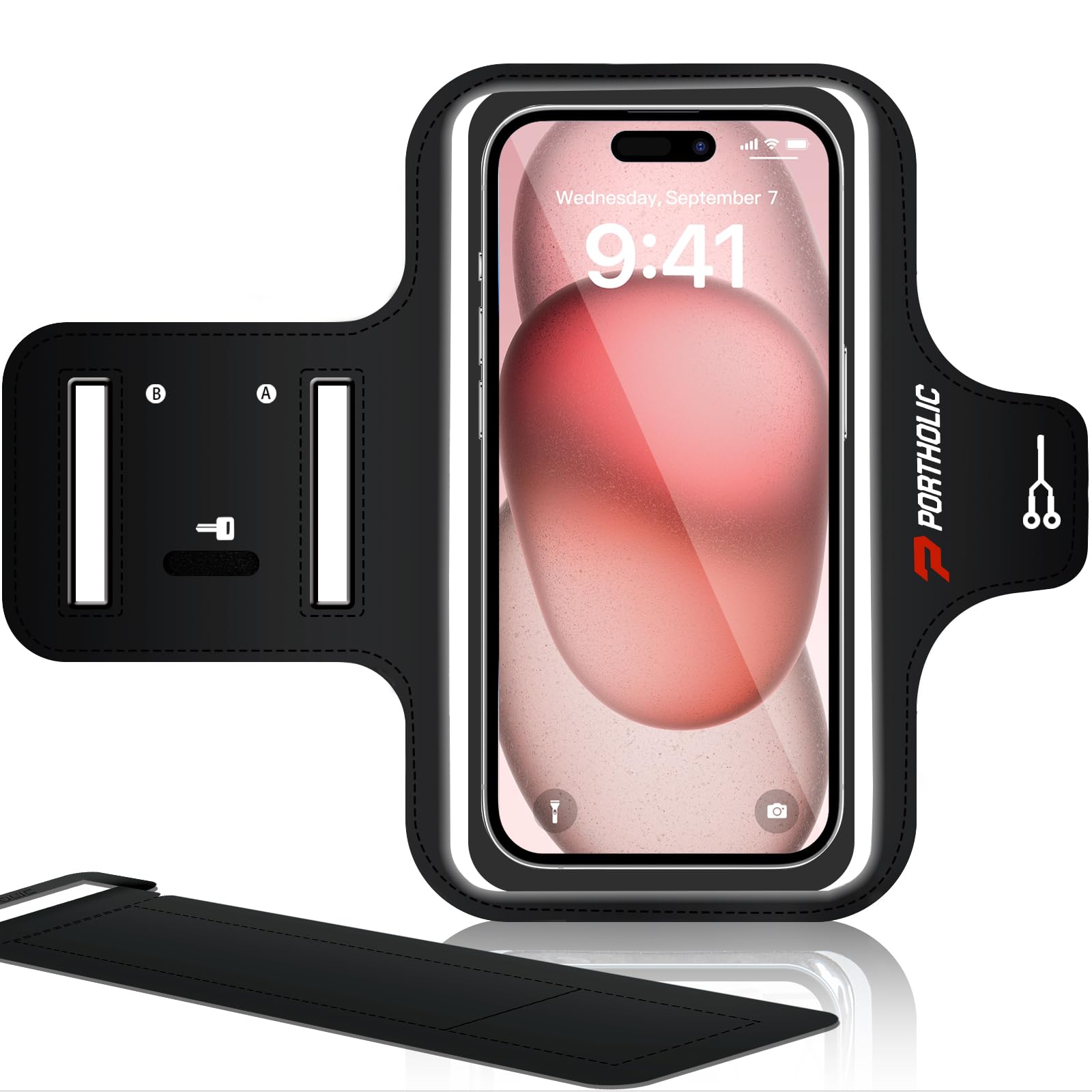 Sweat-Resistant Sports Armband for iPhone 15/14/13 Pro Max & Samsung Galaxy S23/S22/S21 Ultra/A54/A53 & Huawei Mate 60/50 - Perfect for Running, Cycling, Hiking & Gym Workouts (Medium Size)