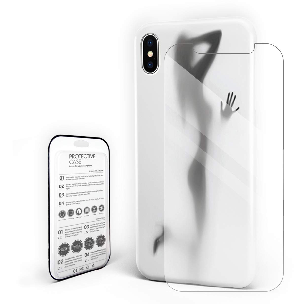 iPhone XR Case - Black & White Sexy Silhouette Design, Slim Shockproof Hard PC Protective Cover with Screen Protector - Perfect for Nightlife, Parties & Fashion Enthusiasts