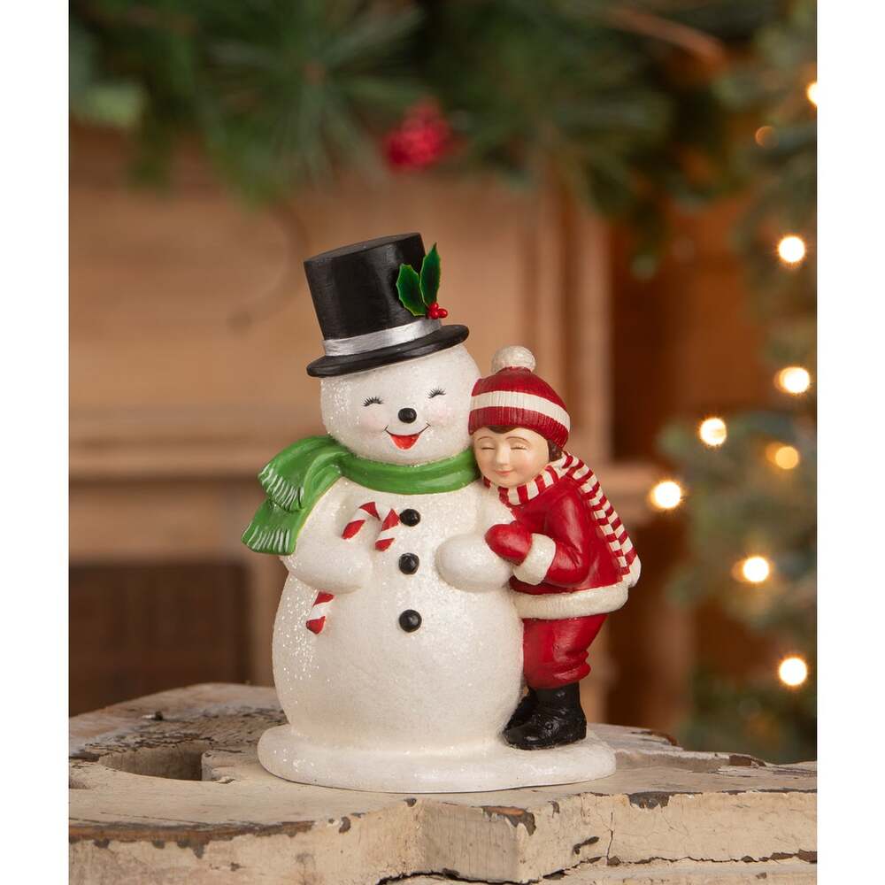 Bethany Lowe Designs Child Hugging Snowman - Festive Holiday Decor for Christmas Tree & Winter Home Decoration