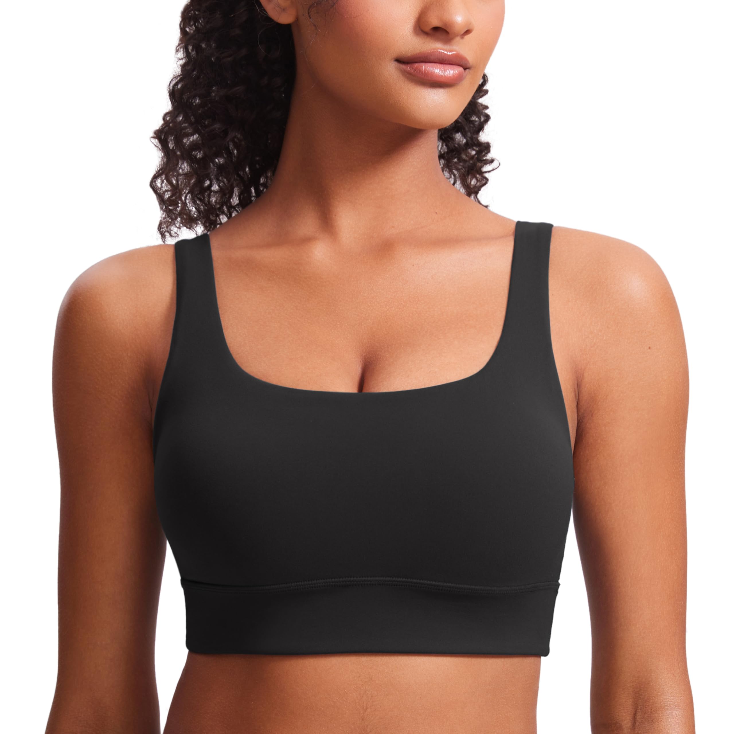 CRZ YOGA Butterluxe Women's U-Back Sports Bra - Scoop Neck Padded Low-Impact Yoga Top with Built-in Pads | Workout, Lounge & Everyday Wear for Comfort & Support