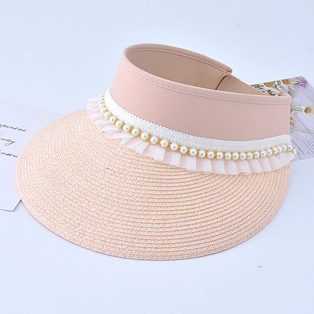 Stylish Women's Summer Wide Brim Straw Sun Hat with Adjustable Pearl Lace - UPF 50+ UV Protection Beach Hat for Outdoor, Garden, Travel & Vacation (Color: C, Size: 56-60cm) - Perfect for Beach, Pool, Picnic and Summer Fashion Accessories