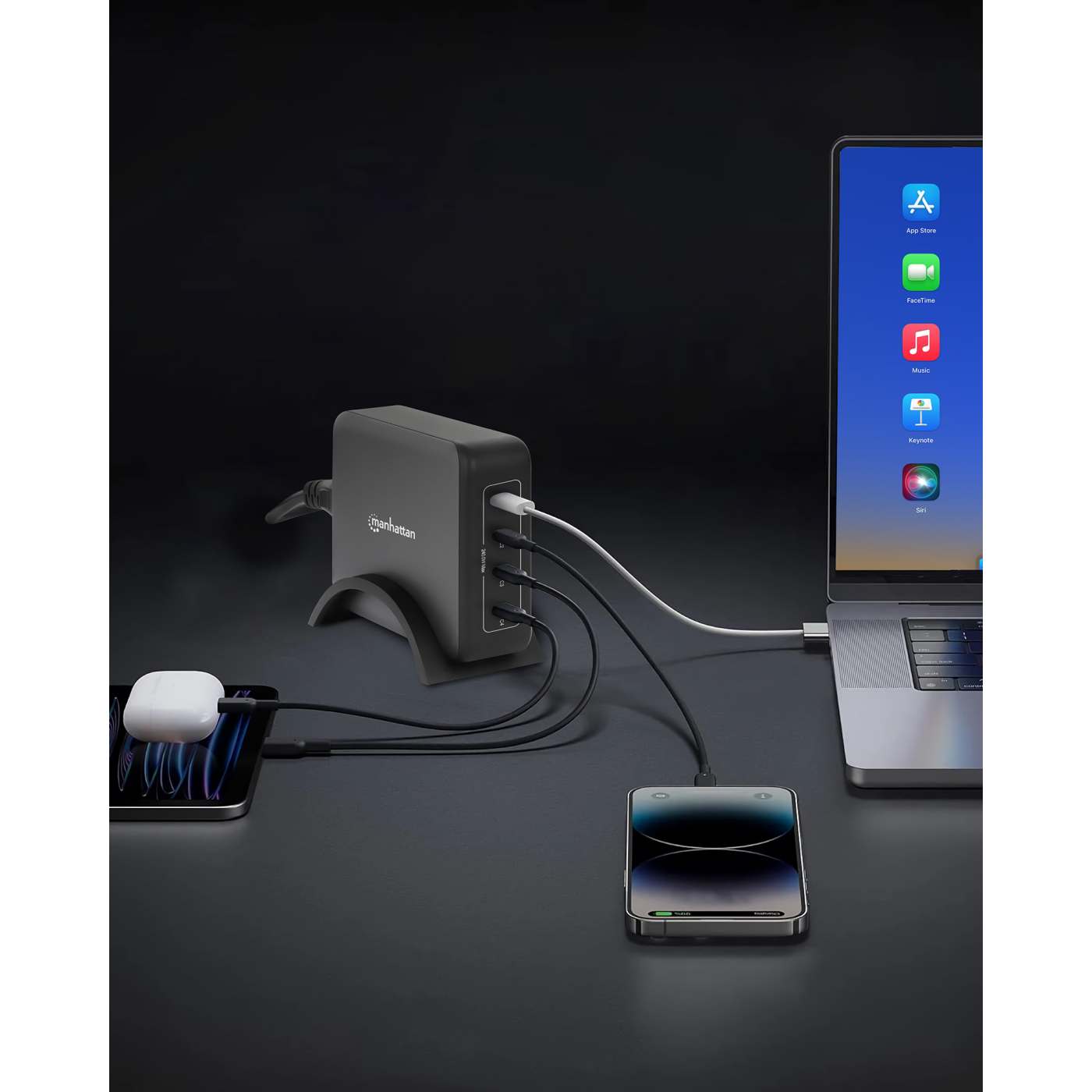 4-Port GaN USB C Fast Charger Station 240W PD 3.1 - Ultra Compact Wall Charger for MacBook Pro, iPhone 15, iPad, Galaxy S23 | Perfect for Home, Office & Travel Charging Multiple Devices Simultaneously