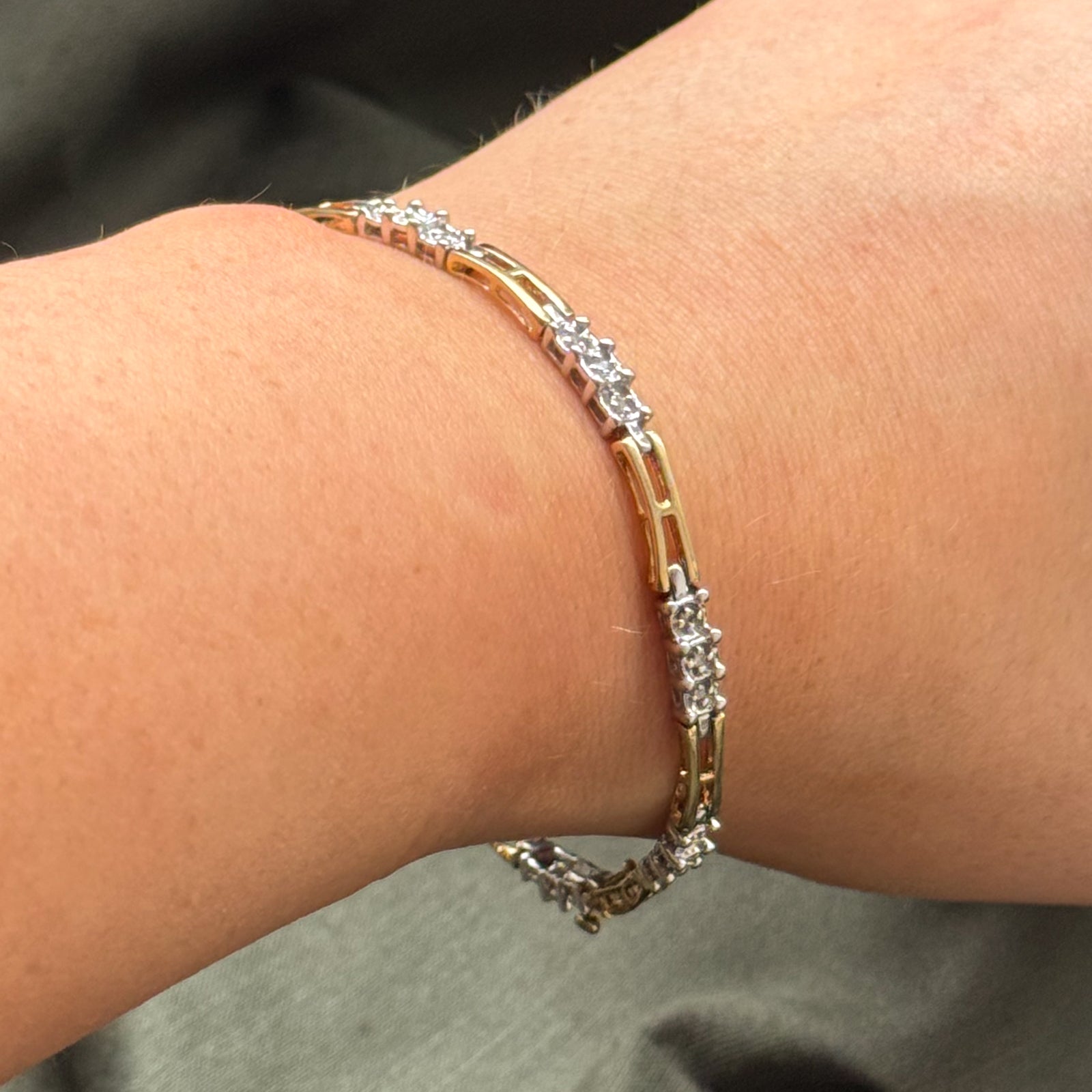 Two Tone Gold Diamond Bracelet for Women | 0.24ctw Genuine Diamonds | 7 Inch Adjustable | Elegant Gift for Anniversary, Birthday & Special Occasions