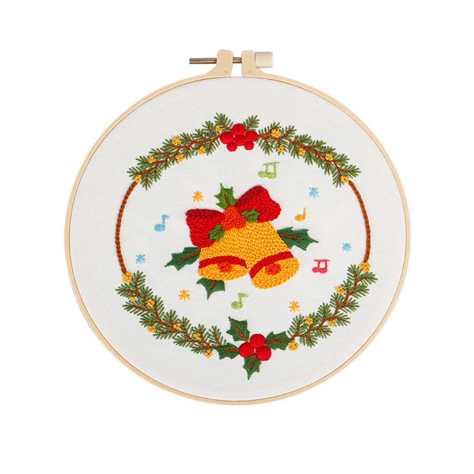 Beginner Embroidery Kit with Colored Thread, Needles & Hoop - DIY Cross Stitch Set for Christmas Decor & Gifts - Perfect for Handmade Crafts, Home Decor & Holiday Presents