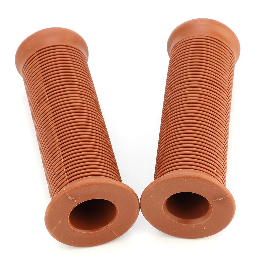 Aramox 22mm Universal Vintage Motorcycle Handlebar Grips - 2Pcs Throttle Handle Bar Ends in Red, Brown & Yellow Brown (Yellow Brown) | Durable Plastic Grip for Cruiser, Chopper & Cafe Racer Motorcycles