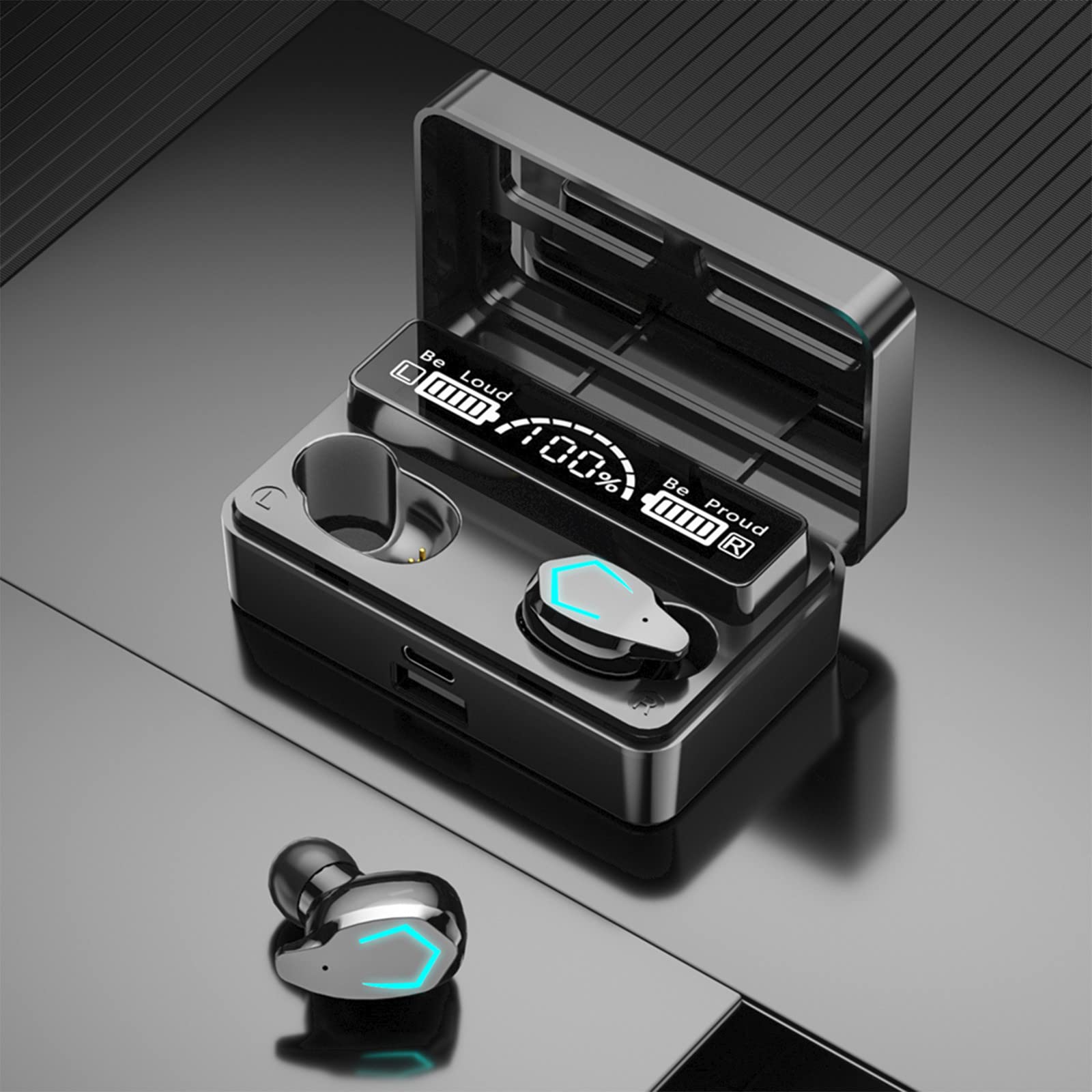 NSXCDH Mini Wireless Earbuds Bluetooth 5.1 - In-Ear Headphones with Built-in Mic, IPX7 Waterproof, Digital Display & Charging Case - Perfect for Sports, Workouts & Office Use