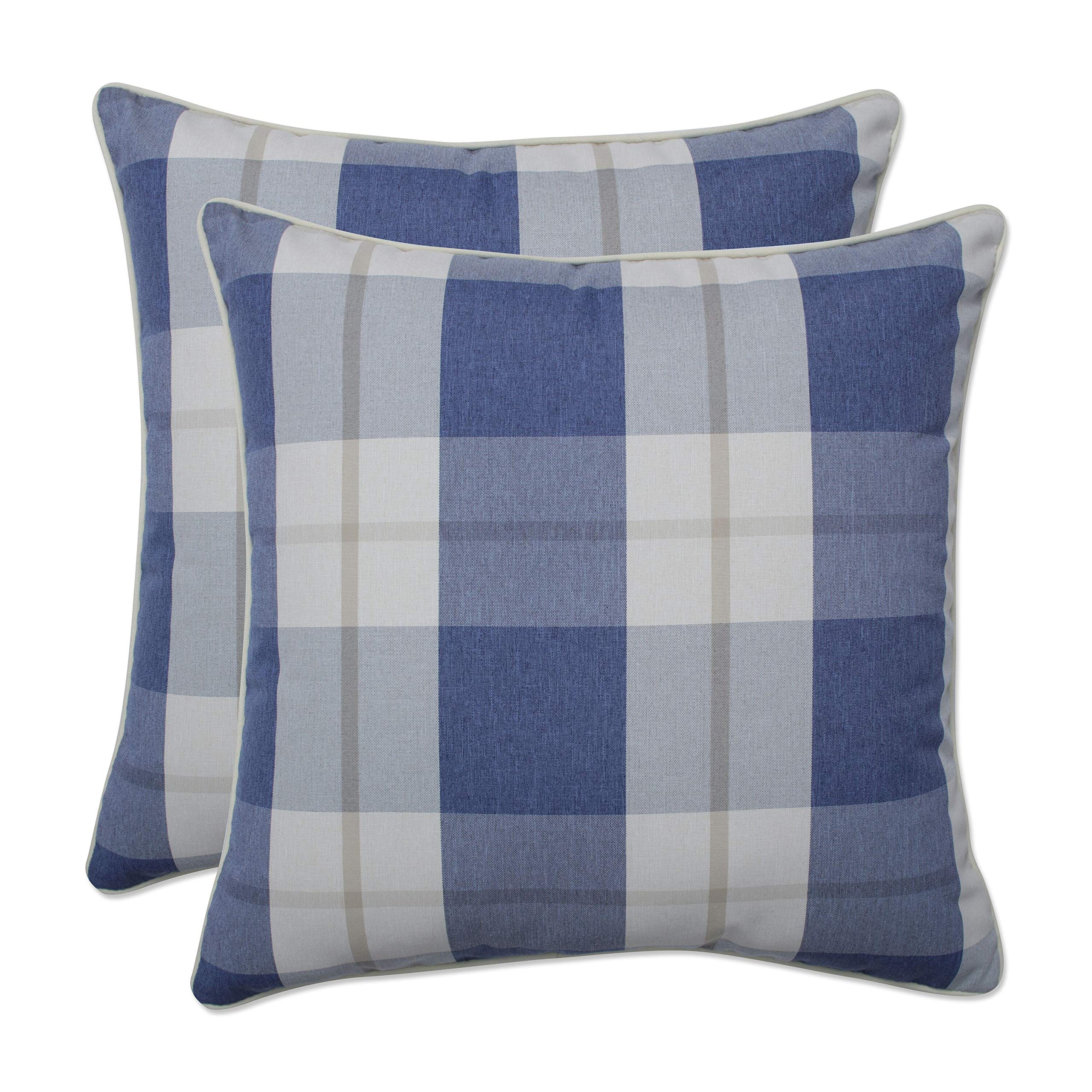 Branson Lapis Blue Throw Pillows 18.5x18.5 Inch - Set of 2 for Indoor & Outdoor Decor - Perfect for Sofa, Bed, Patio, and Garden Accents