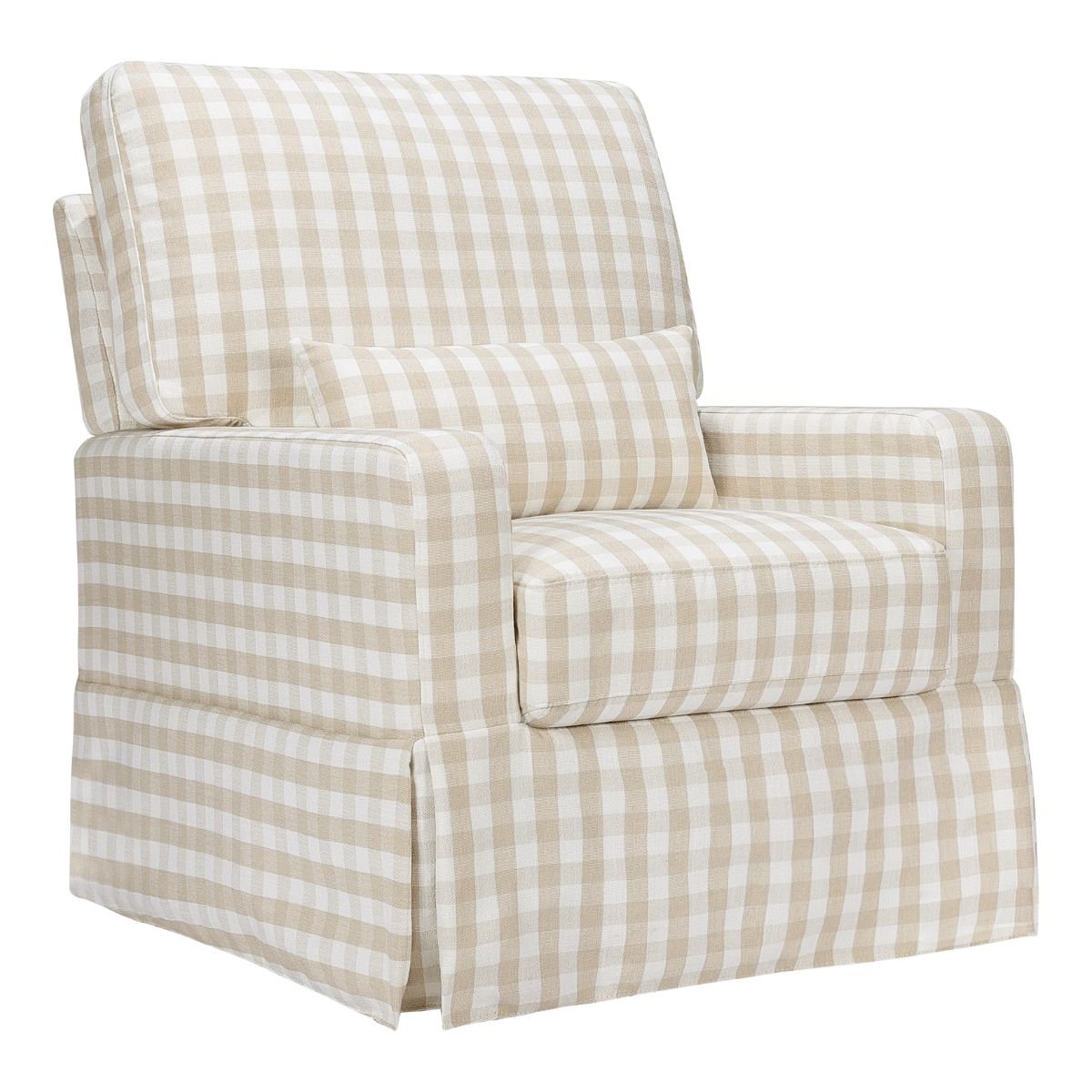 Crawford Pillowback Comfort Swivel Glider Recliner Chair - Ergonomic Nursery Rocking Chair for Breastfeeding, Living Room & Nursery, Soft Upholstered Glider with Smooth 360° Swivel Motion