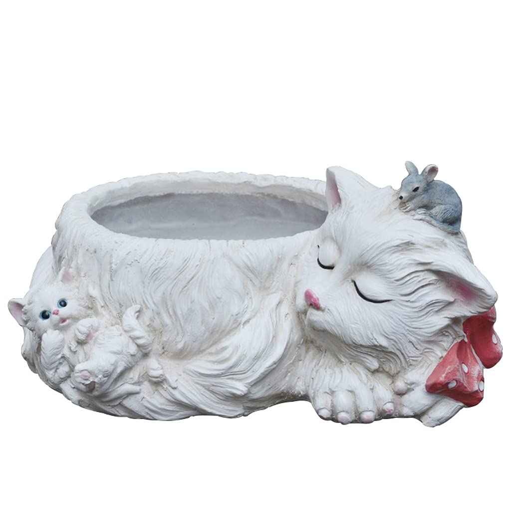 Realistic Resin Cat Sculpture Flower Pot - Handcrafted Garden Decor for Succulents, Balcony, Terrace & Lawn - Perfect for Home, Office & Outdoor Decorations