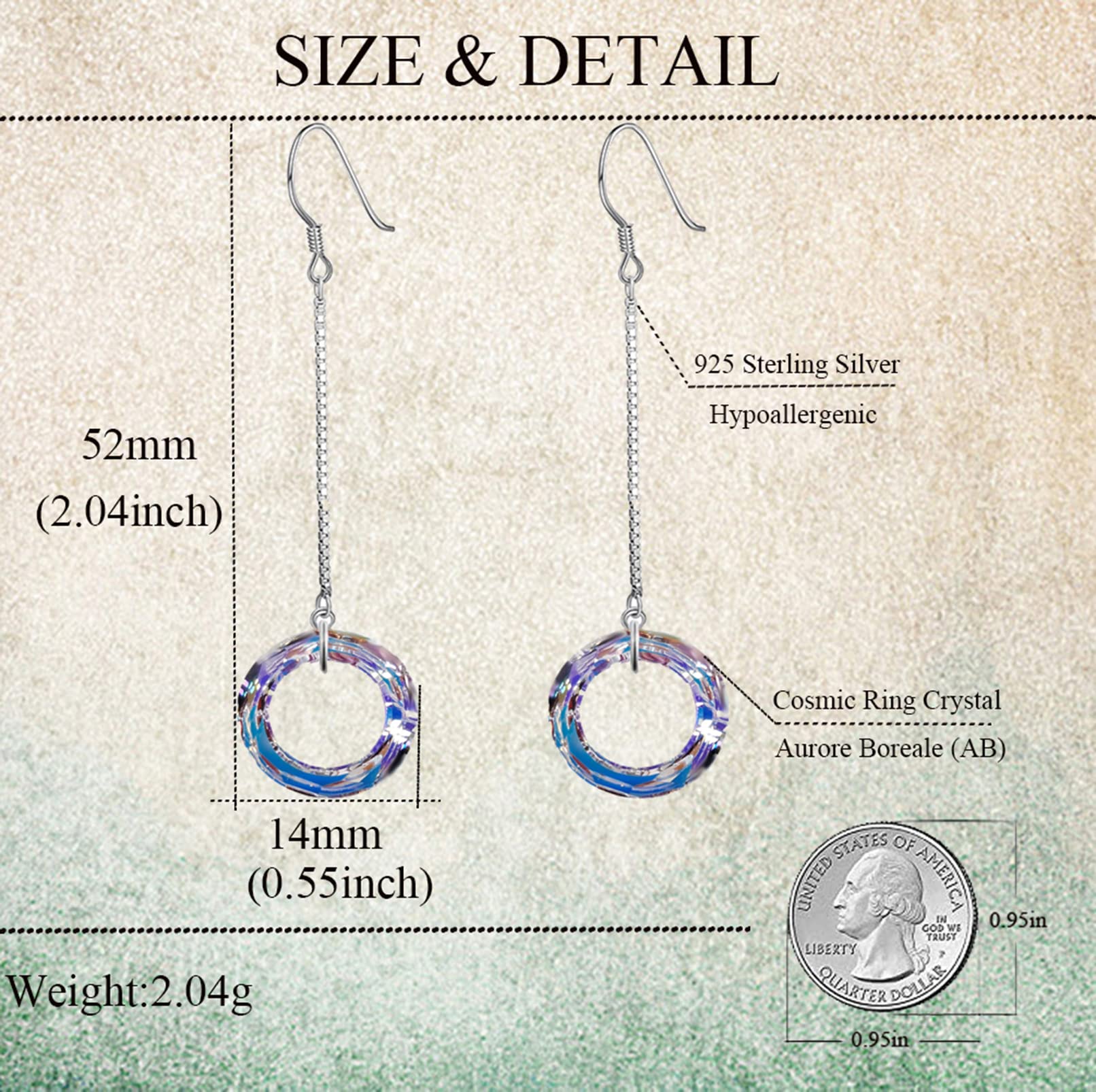 Austria Crystal Dangle Earrings for Women - Hypoallergenic Long Drop Earrings, Mother's Day Birthday Anniversary Jewelry Gift - Perfect for Weddings, Parties & Special Occasions