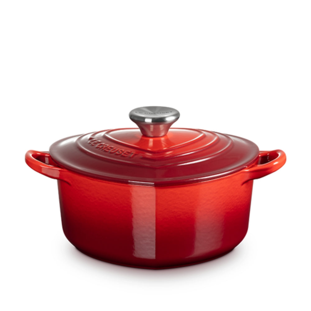 Le Creuset 1.9L Heart-Shaped Cast Iron Casserole Dish - Cherry Red | Enameled Dutch Oven for Baking, Roasting & Serving | Perfect for Valentine's Day, Anniversary Gifts & Romantic Dinners