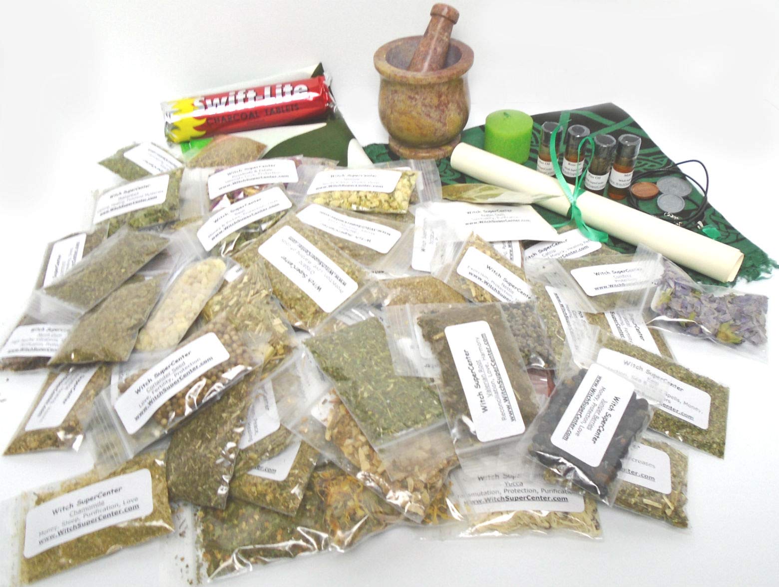 Deluxe Wicca Starter Kit with Money Spell - Witchcraft Supplies, Hoodoo Herbs & Ritual Tools by Witch SuperCenter - Perfect for Beginners, Spell Casting & Spiritual Practices