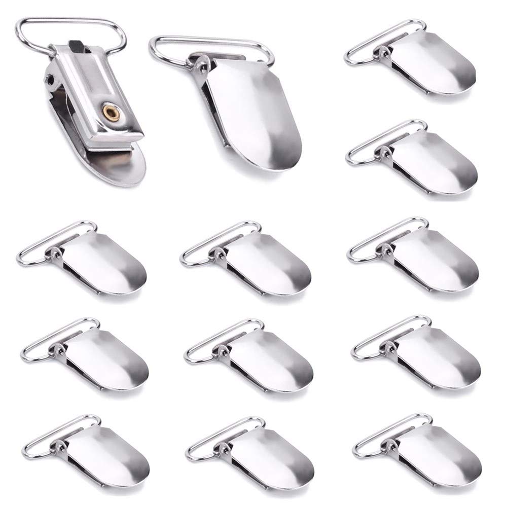 50 Pcs Metal Suspender Clips - 1 Inch T-Shape Pacifier Holder with Grip Teeth for Baby Dummies & Toys | Perfect for Baby Accessories, Pacifier Storage & Toy Organization