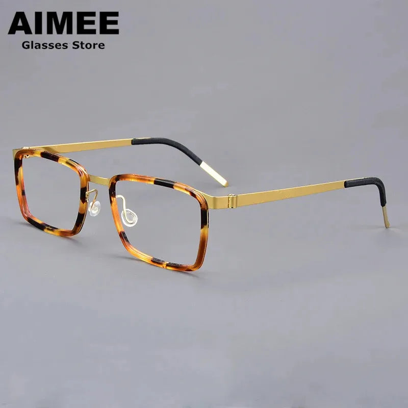 Aimee Unisex Full Rim Square Titanium Acetate Eyeglasses Frame - Lightweight Durable Glasses for Men & Women - Perfect for Reading, Work, and Everyday Fashion