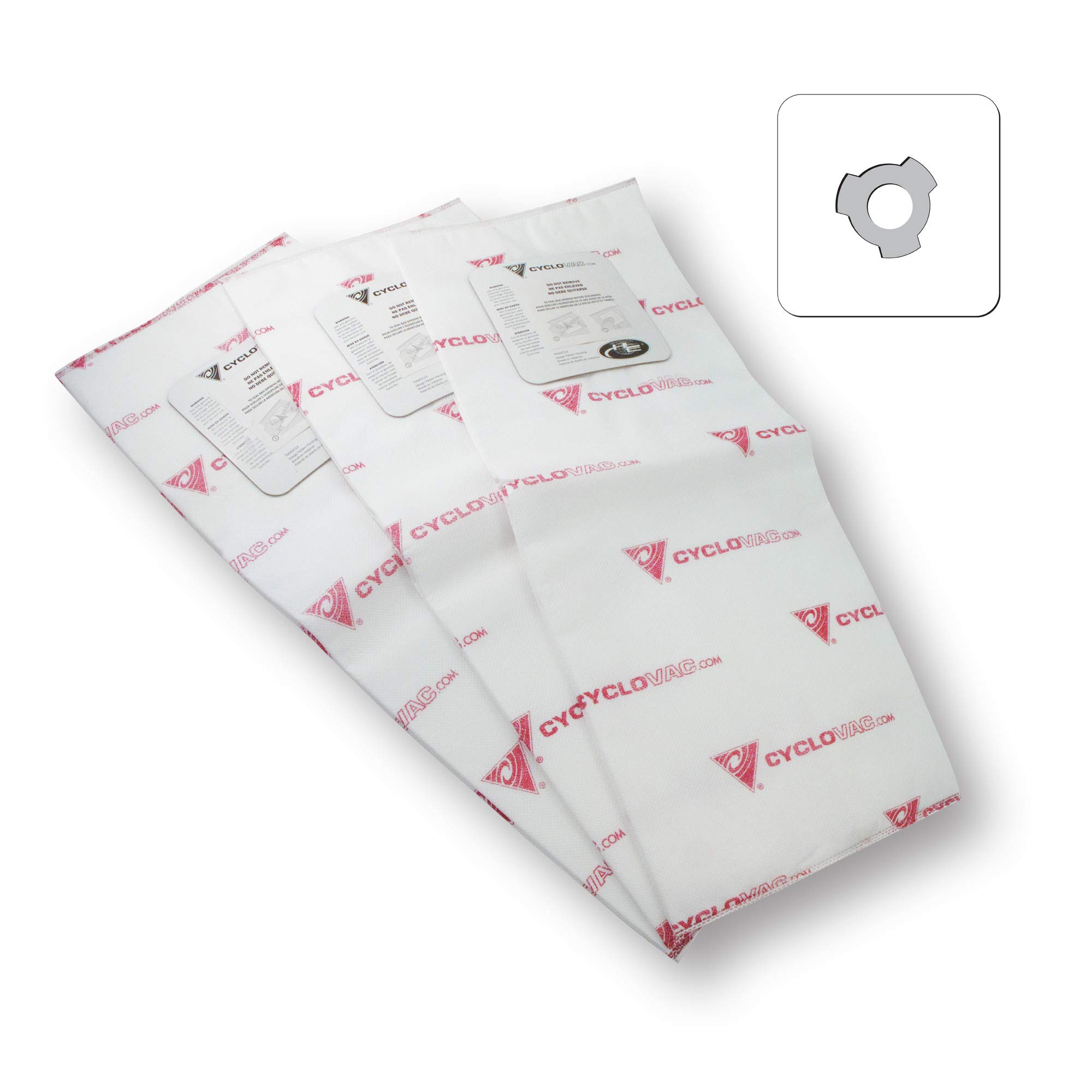 CycloVac TDSAC93C High Efficiency Heavy Duty Central Vacuum Electrostatic Bags - 3 Pack | Perfect for Pet Hair, Allergen Removal & Whole-House Cleaning