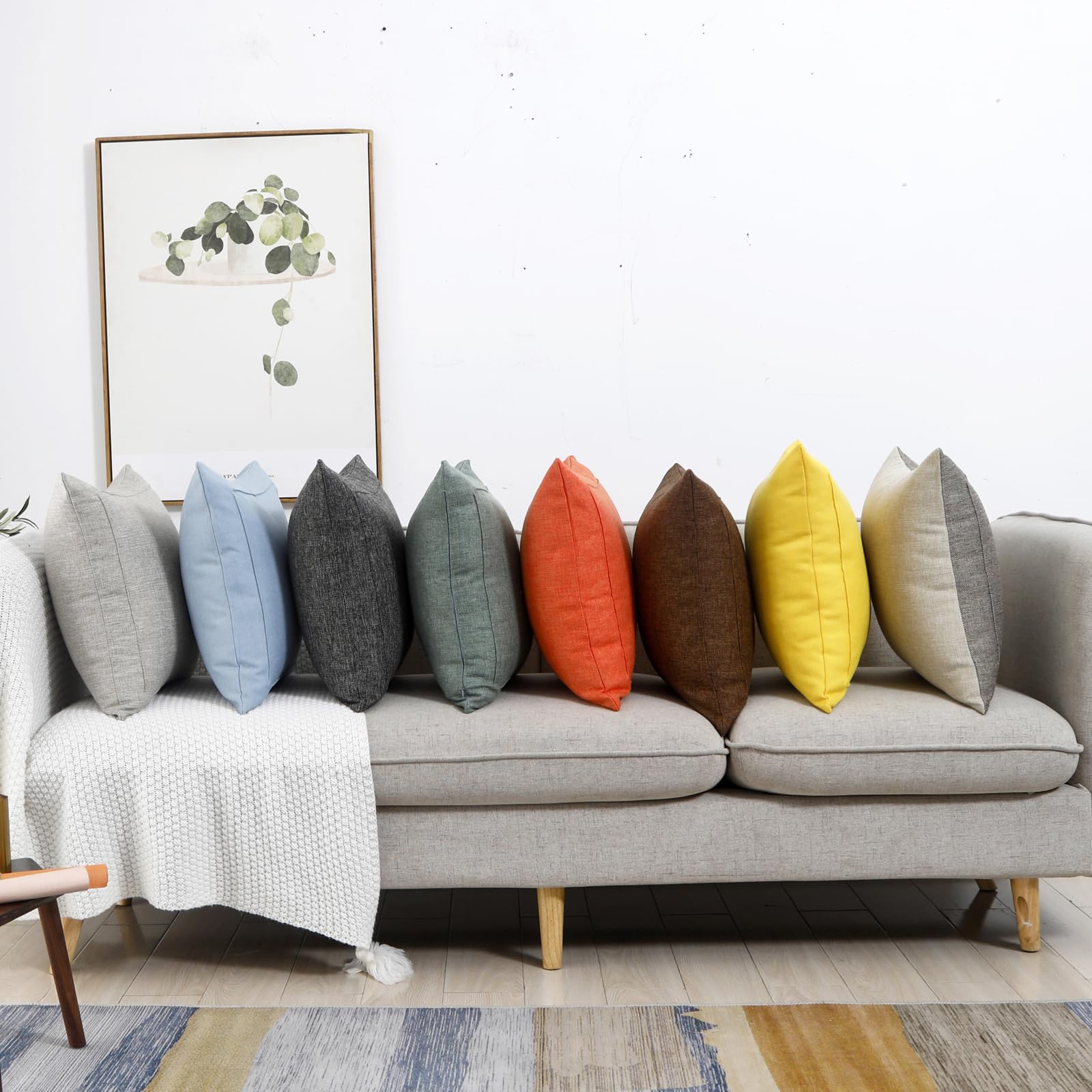 Jepeak 2-Pack Burlap Linen Throw Pillow Covers 20x20 Inches - Farmhouse Modern Decorative Square Cushion Cases for Sofa, Couch & Bed - Blaze Orange Thickened Pillow Protectors - Perfect for Living Room, Bedroom & Home Decor