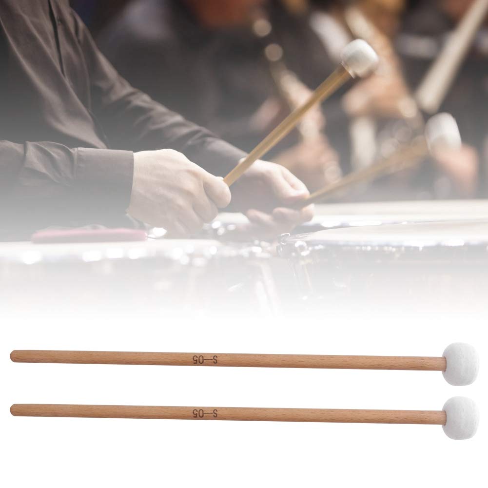 Premium 2-Piece Drum Mallets with White Felt Heads - Professional Percussion Sticks for Timpani, Snare Drums & Orchestral Performances - Ideal for Musicians, Band Practice & Live Concerts