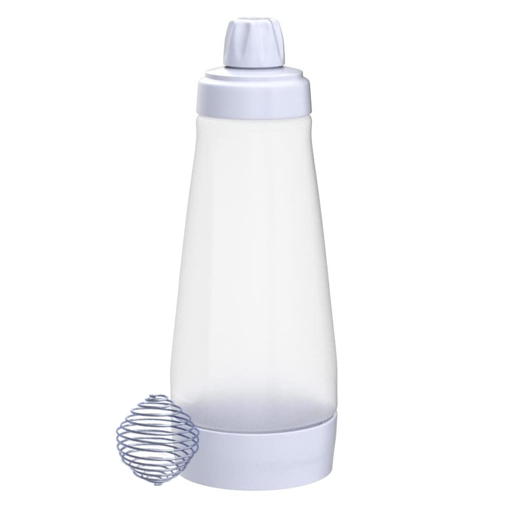 2-in-1 Pancake Batter Dispenser & Mixer Bottle with Stainless Steel Whisk Ball - Perfect for Pancakes, Waffles, Protein Shakes & Nutritional Supplements - Easy Pour Kitchen Tool for Breakfast & Meal Prep