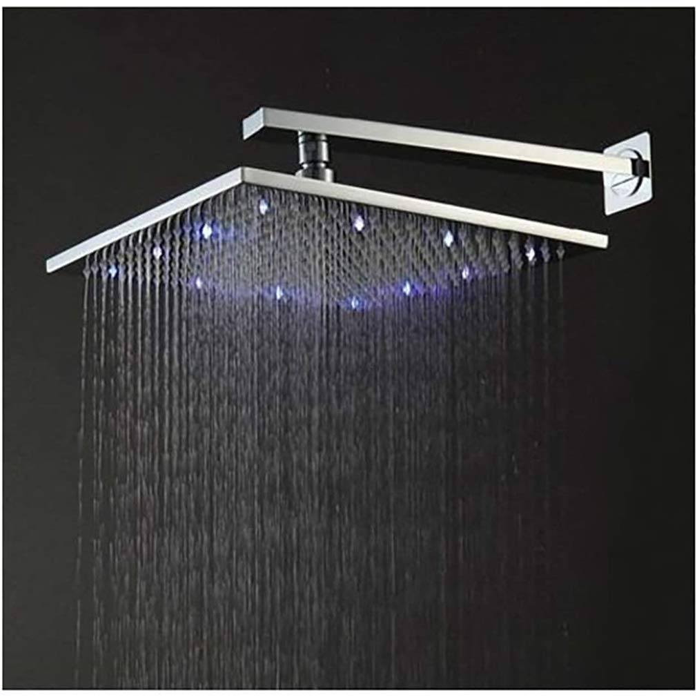 Rainfall LED Shower Head with Ceiling Mount - 10 Inch Rose Gold Showerhead with Included Shower Arm | Modern Bathroom Upgrade for Spa-Like Experience
