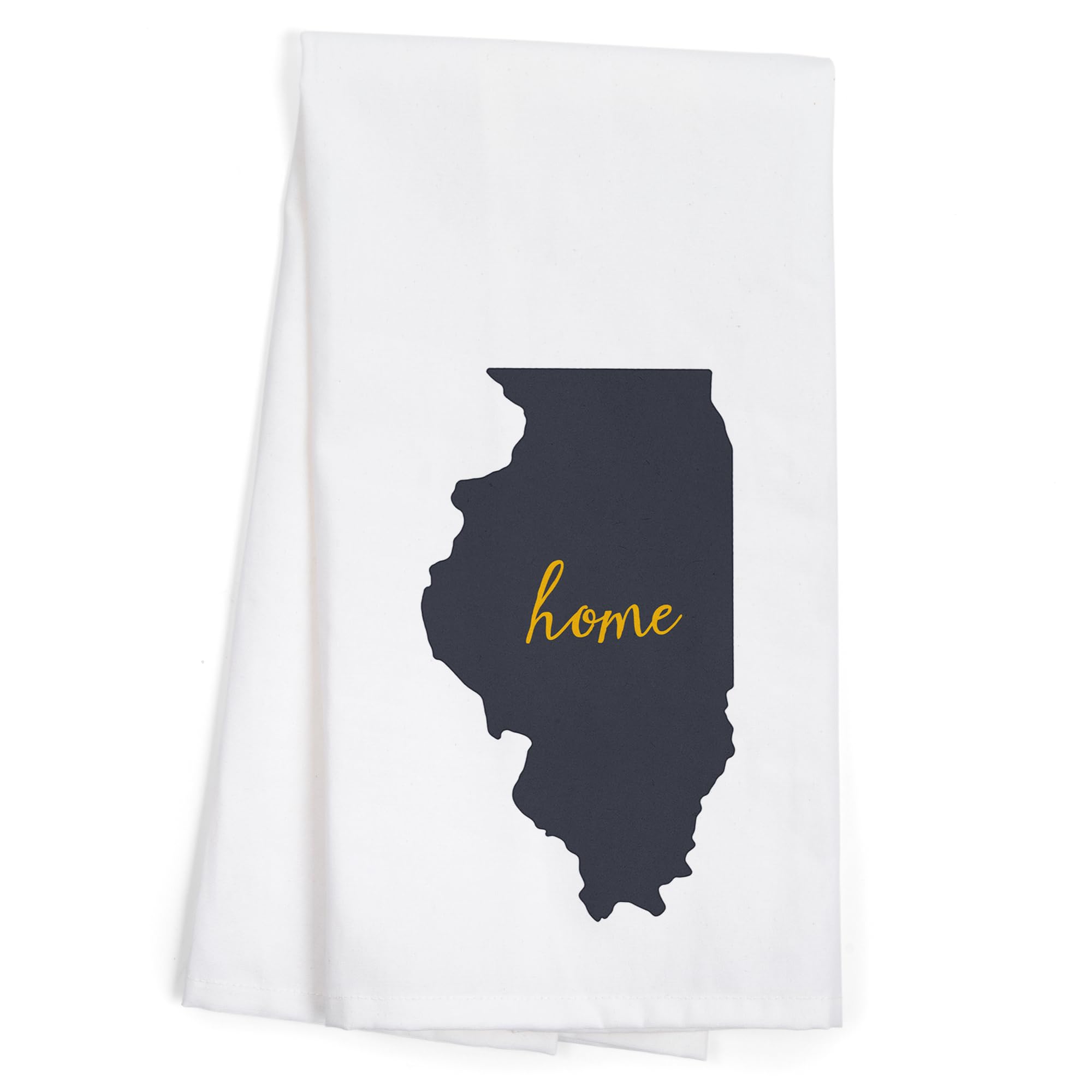 Lantern Press Illinois Home State Gray on White 100% Cotton Tea Towel - Decorative Hand Towel for Kitchen, Bathroom & Home Decor - Perfect for Gifts, Housewarming & Farmhouse Style