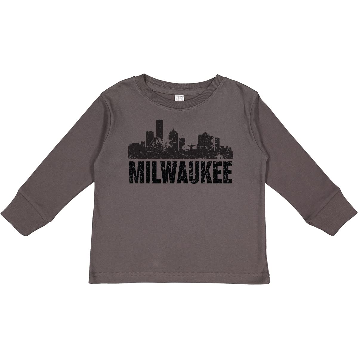 Inktastic Milwaukee Skyline Grunge Toddler Long Sleeve T-Shirt - Cool Urban Graphic Tee for Boys & Girls - Perfect for Casual Wear, Family Outings & City Adventures