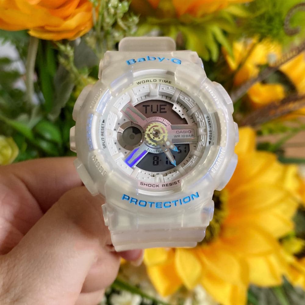 CASIO BABY-G BA-110PL-7A2DR Women's Digital Sports Watch with White Resin Band - Waterproof, Shock Resistant for Running, Swimming & Outdoor Activities