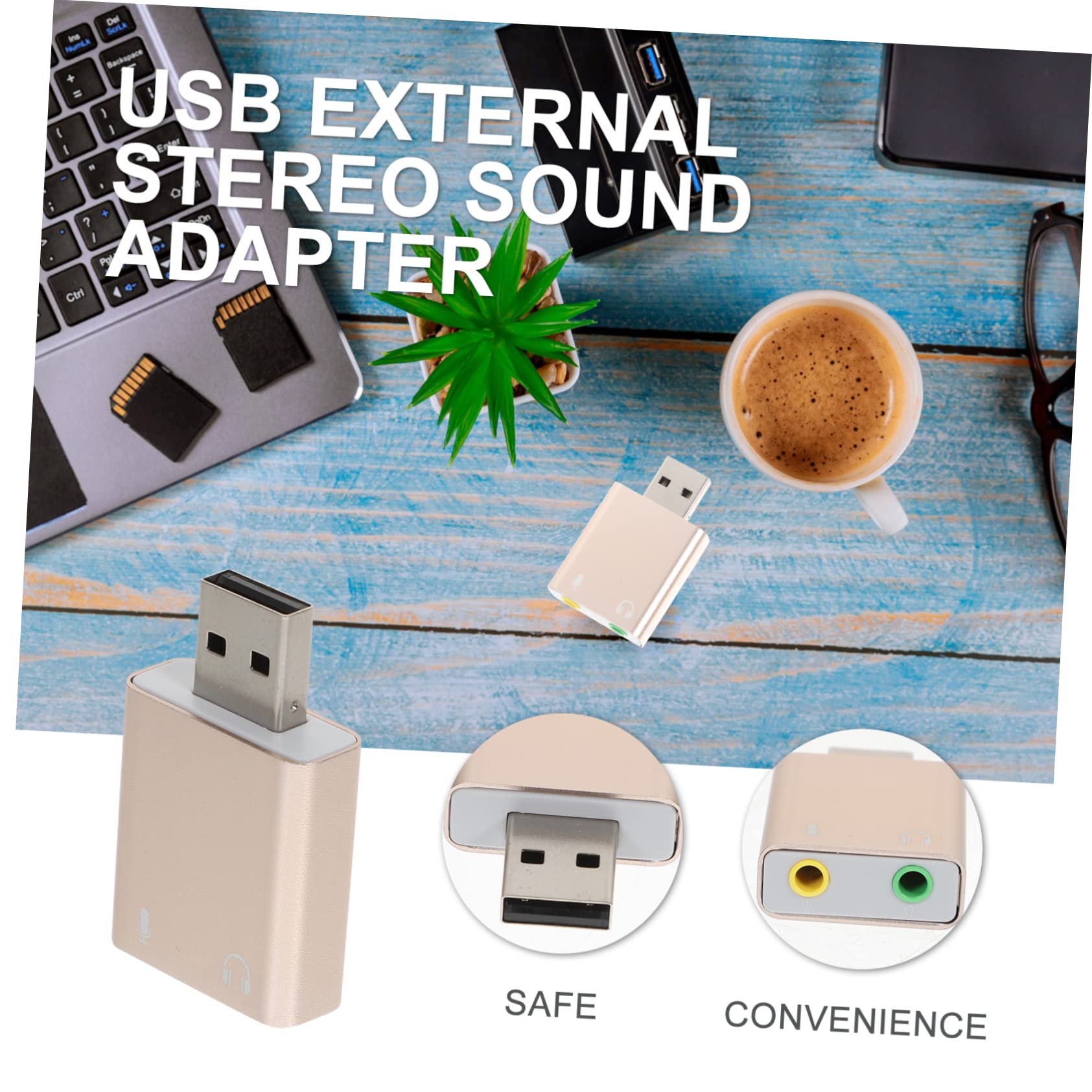OSALADI 3PCS USB Audio Adapter with Microphone, Aluminum Alloy External Sound Card for Laptop & PC, 3D Stereo Audio Interface for Gaming, Streaming, and Video Conferencing