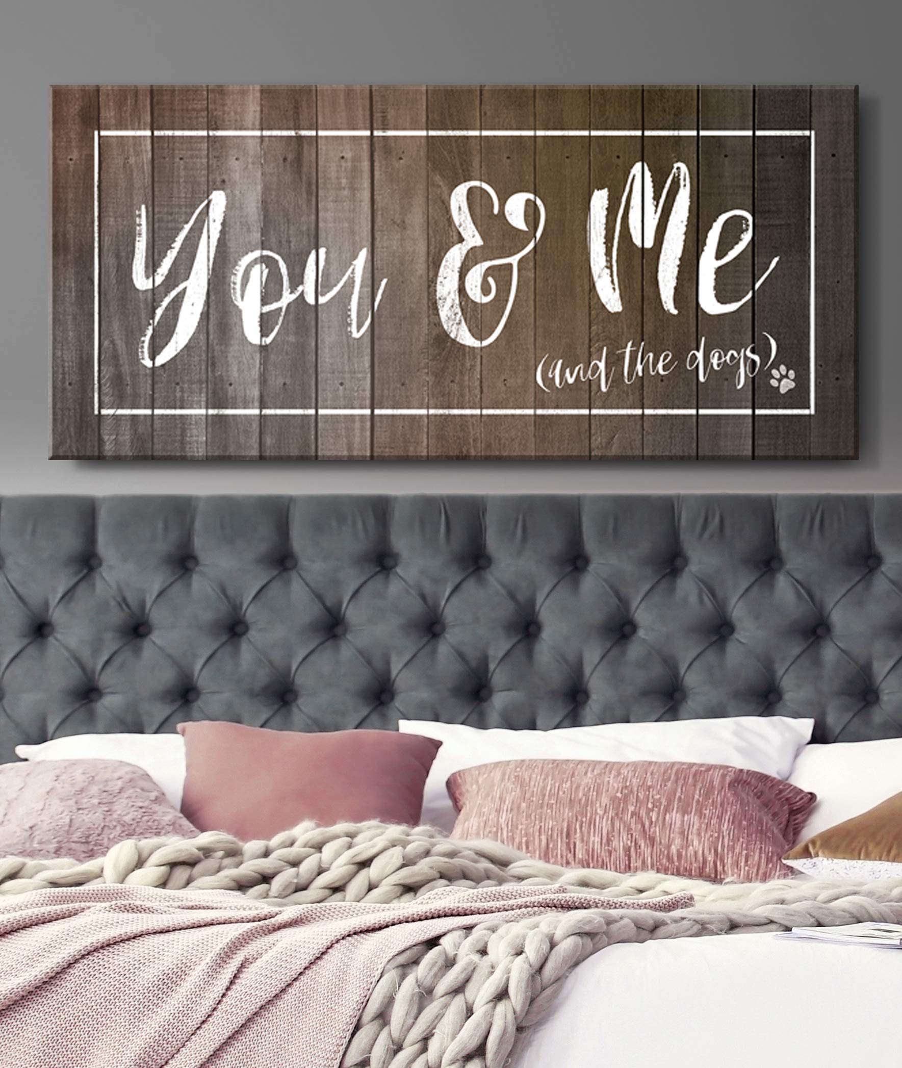 You Me And The Dogs Wall Art - Dog Signs for Home & Bedroom Decor - Perfect for Couples' Bedroom
