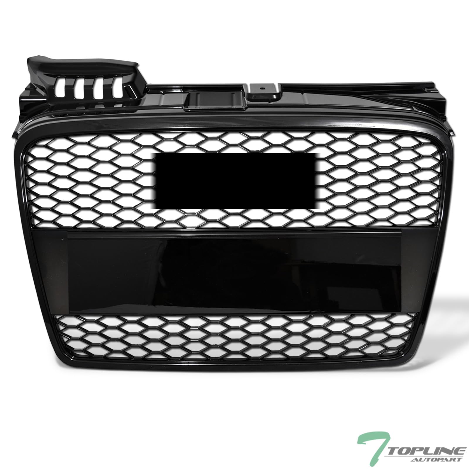 Compatible With 2005-2008 Audi A4 B7 RS Honeycomb Mesh Front Bumper Grill - Glossy Black with Emblem Base | Upgrade Your Car's Style for Street Racing & Show Cars