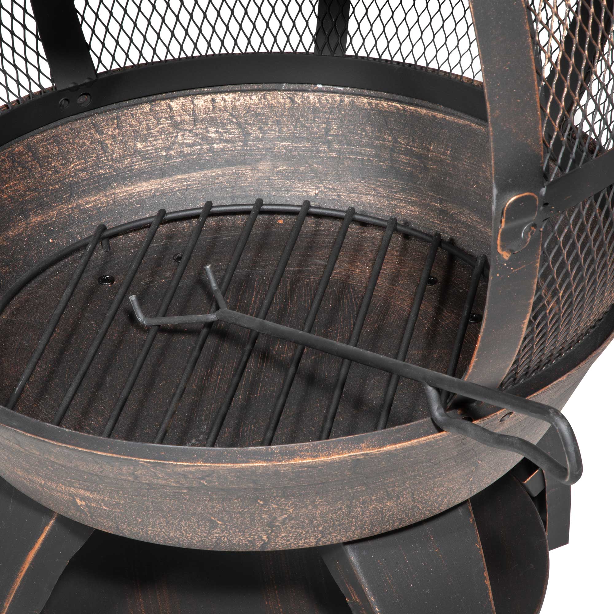 Premium 360° Chiminea Outdoor Fire Pit with Antique Bronze Finish - Includes Fire Poker & Weatherproof Cover (DG241) - Perfect for Patio, Garden, and Backyard Gatherings