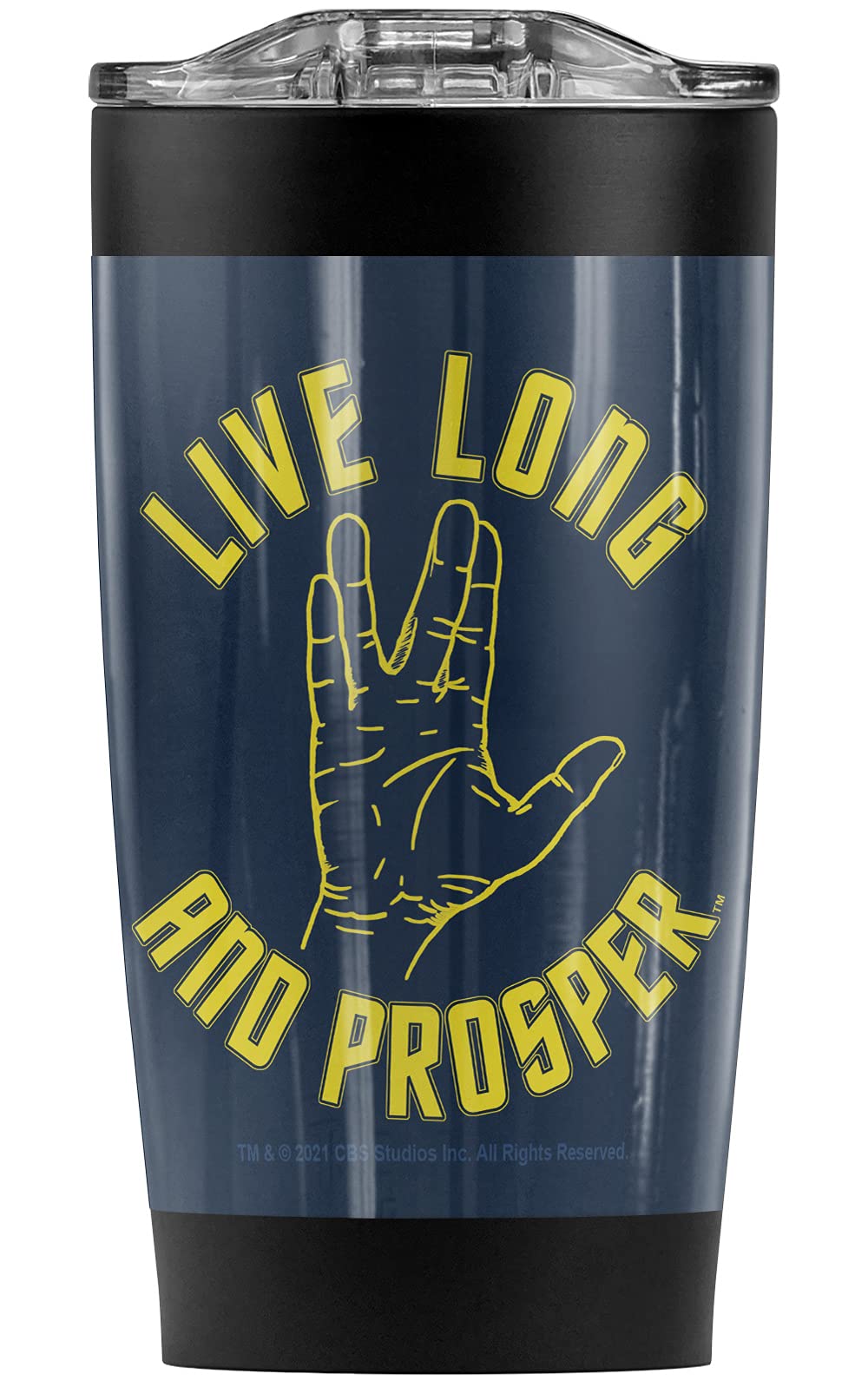 Star Trek Live Long & Prosper Stainless Steel Tumbler 20oz - Vacuum Insulated Double Wall Coffee Travel Mug with Leakproof Sliding Lid - Keeps Hot & Cold Beverages Perfect Temperature - Ideal for Office, Commuting, Camping & Outdoor Adventures