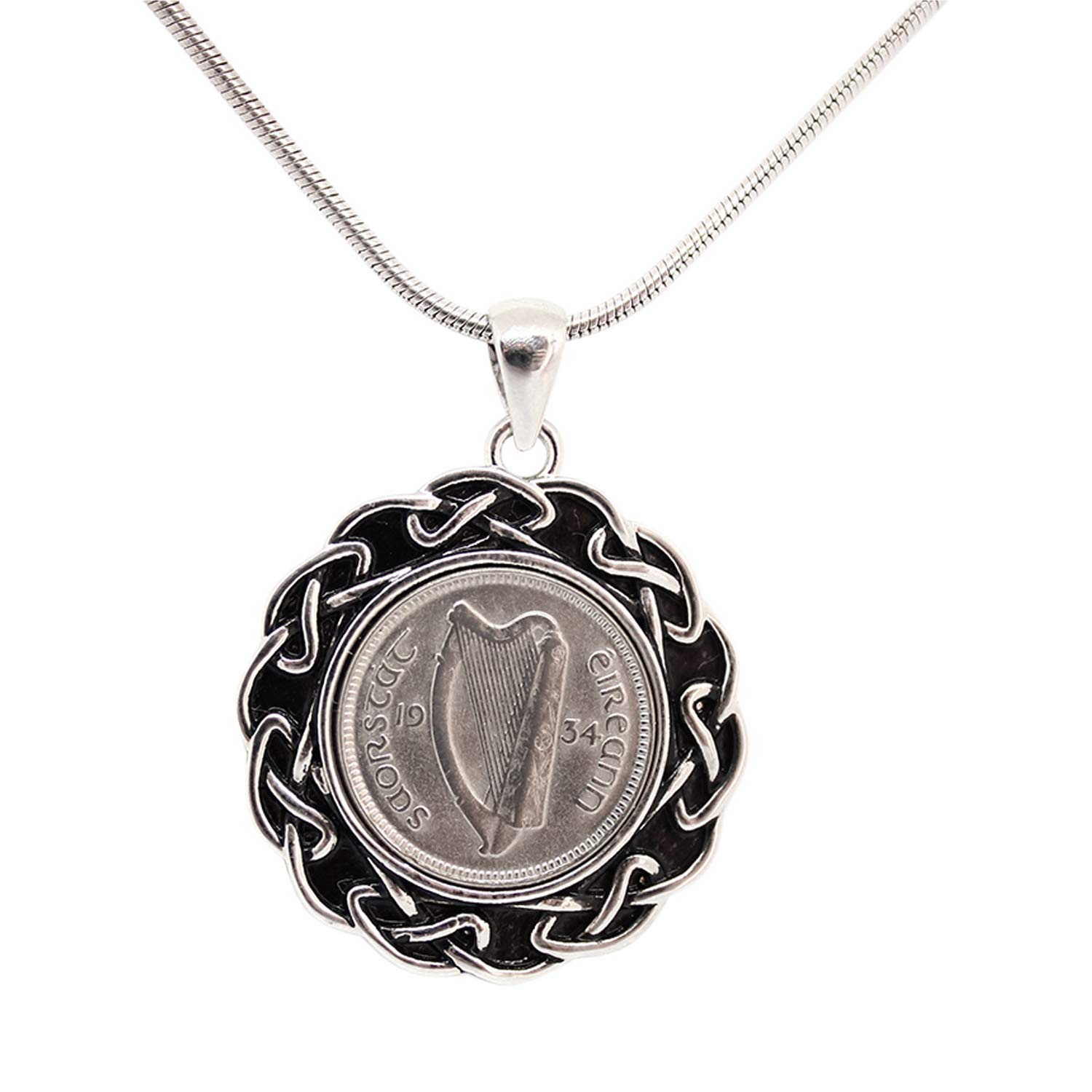 Vintage 1934 Irish Threepence Coin Pendant - Unique Irish Jewelry Gift for Birthday, Anniversary & Special Occasions - Perfect for Celtic Heritage Lovers & Coin Collectors