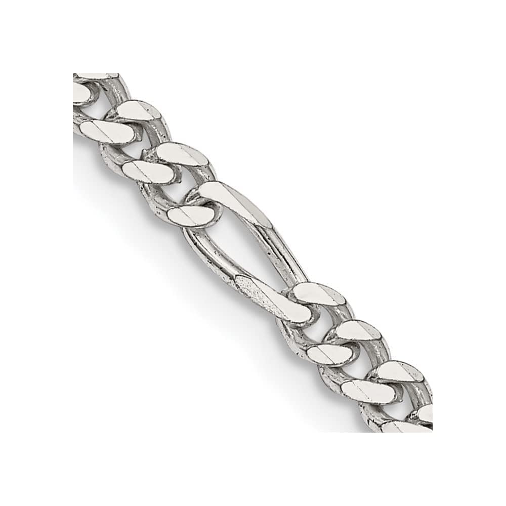Sterling Silver 3.5mm Figaro Chain Necklace for Men & Women - Diamond2Deal Durable Jewelry for Everyday Wear, Gifts & Special Occasions