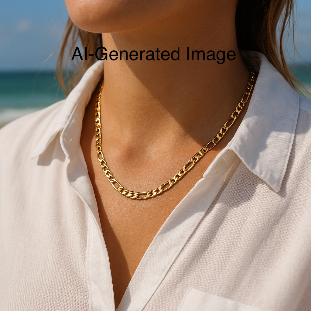 18K Gold Filled Figaro Chain Necklace for Women - Elegant Layering Jewelry for Daily Wear, Gift Giving & Special Occasions