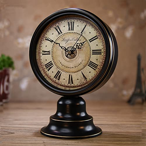 Vintage European Metal Retro Table Clock - Silent Quartz Alarm Clock for Home, Office, Bedroom & Desk Decor (White) | Perfect for Living Room, Study & Gift Giving